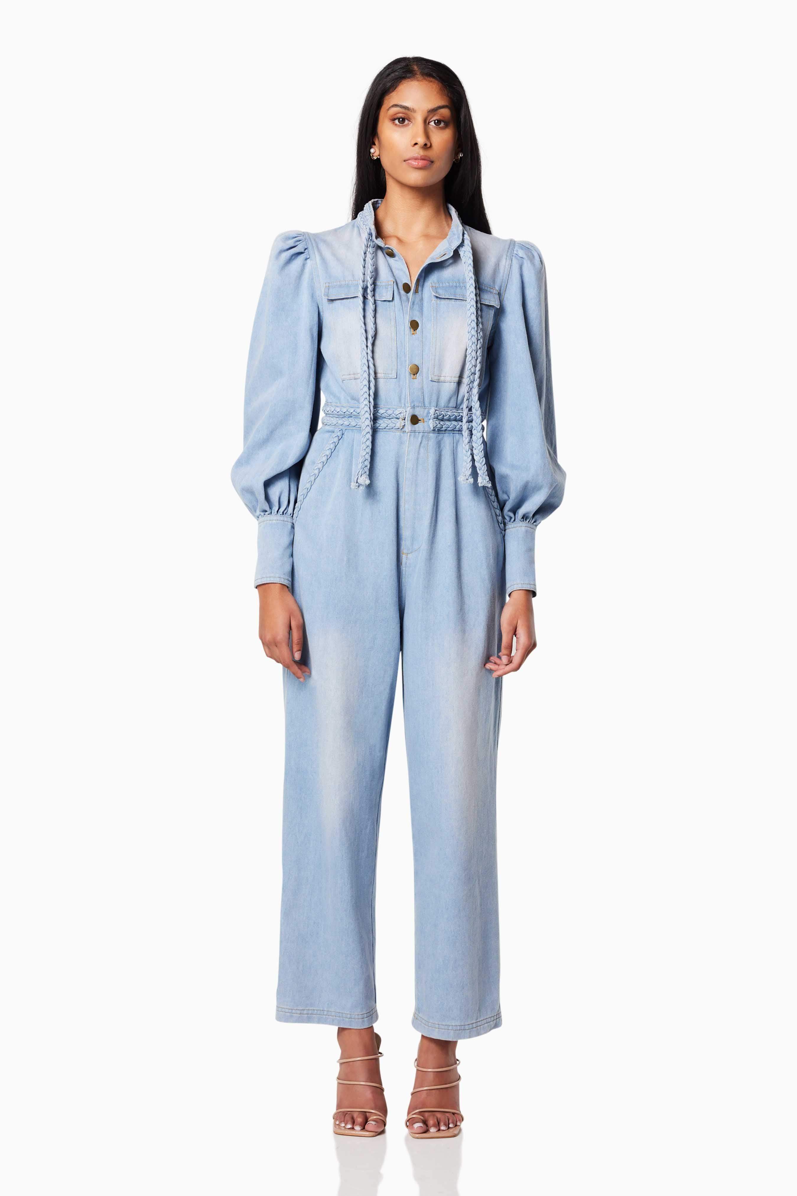 Country Long Sleeved Jumpsuit In Blue