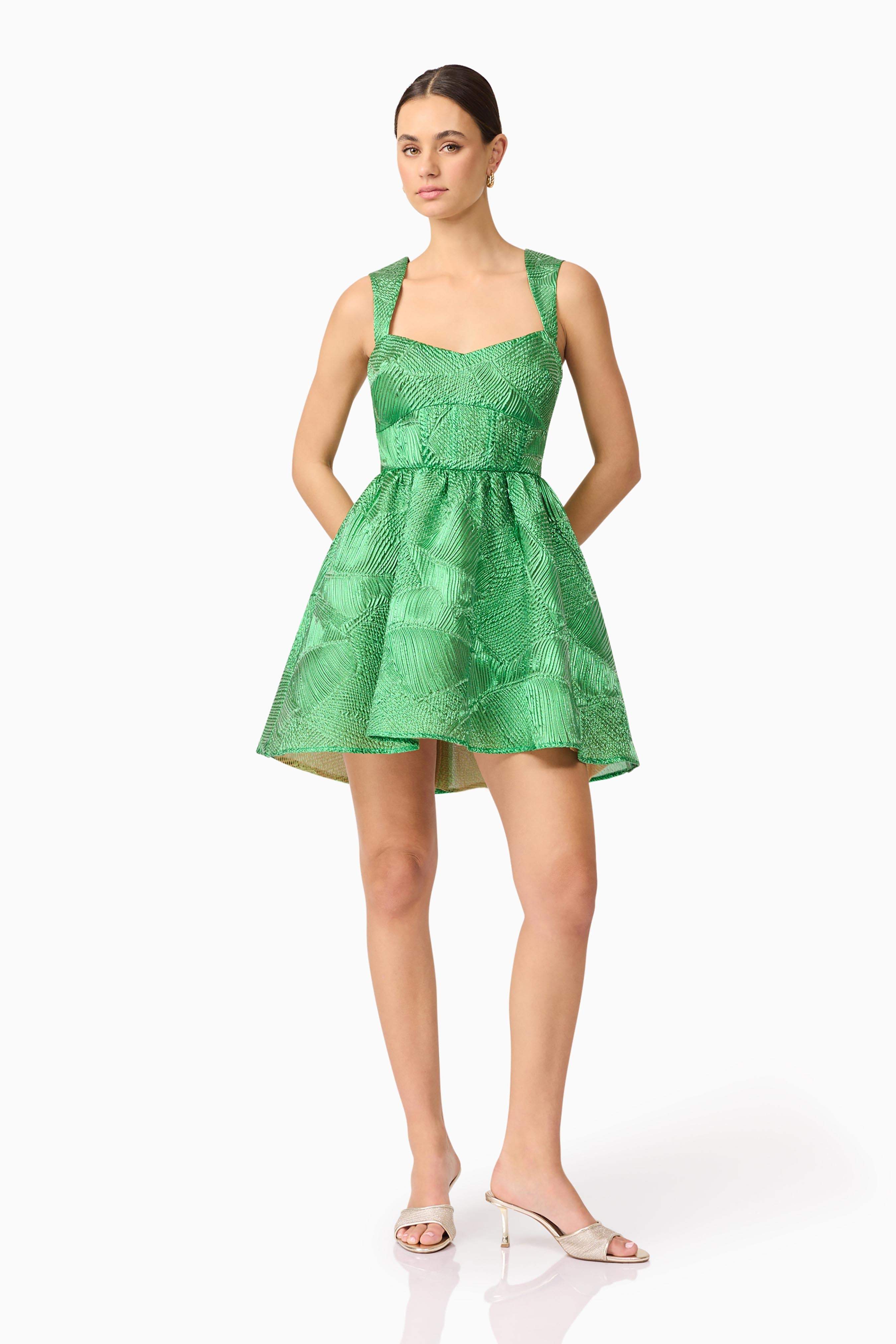 Ginnifer A-Line Mini Dress in Green