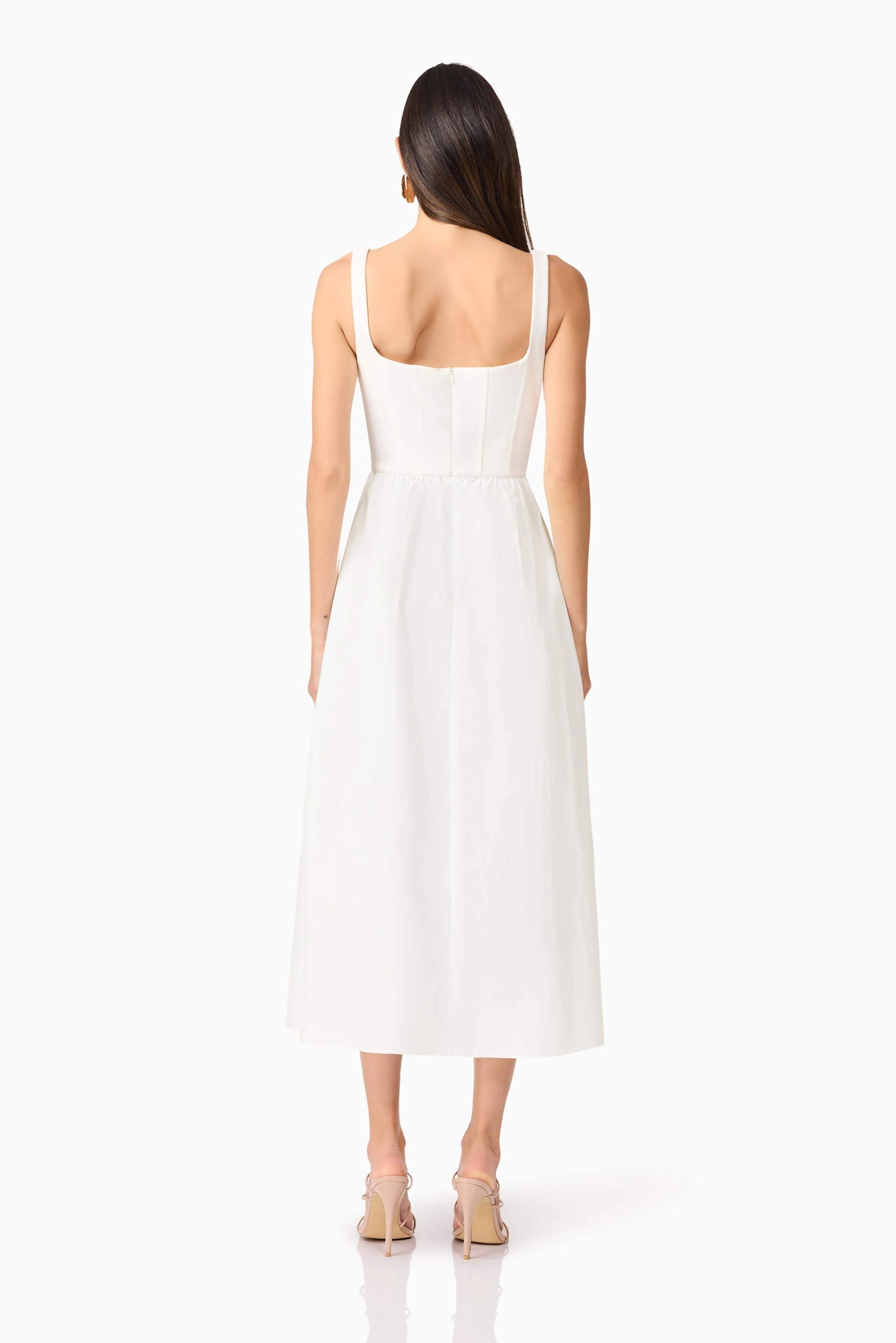 Ingrid Corset Midi Dress in White