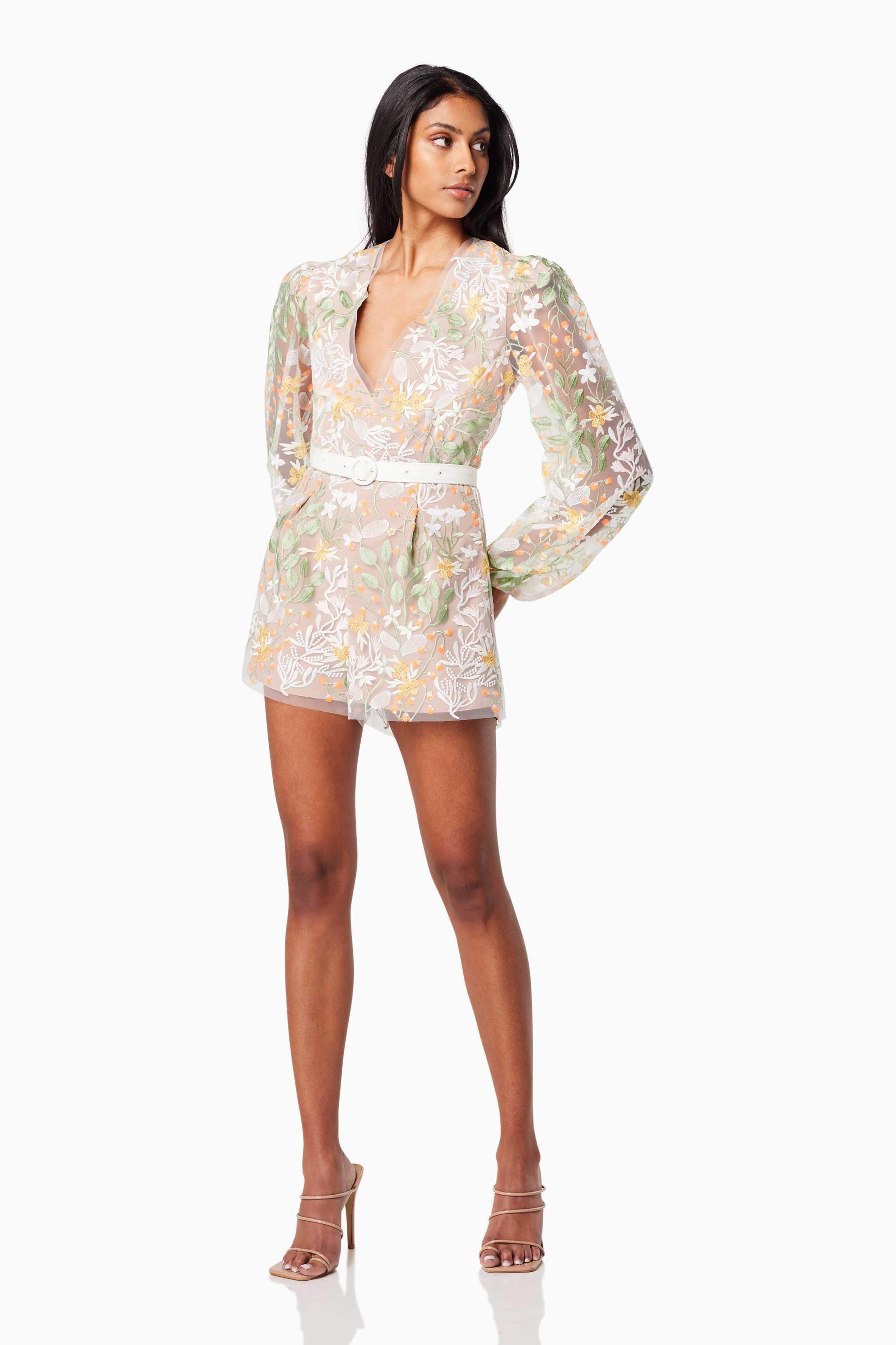 Wolfie Long Sleeved Playsuit In Yellow