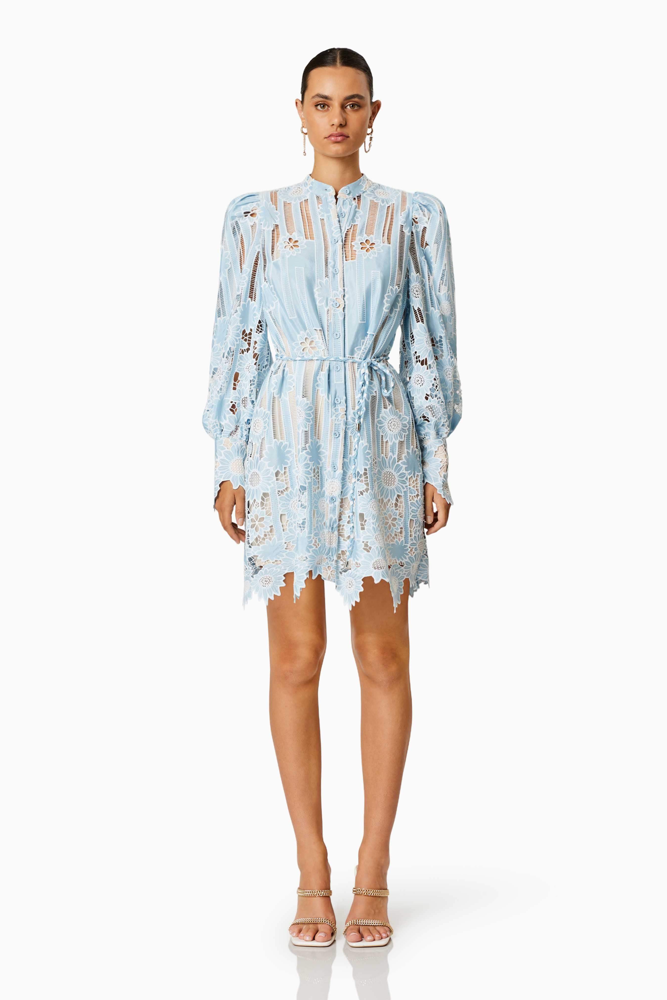 Jetsetter Mini Shirt Dress In Blue