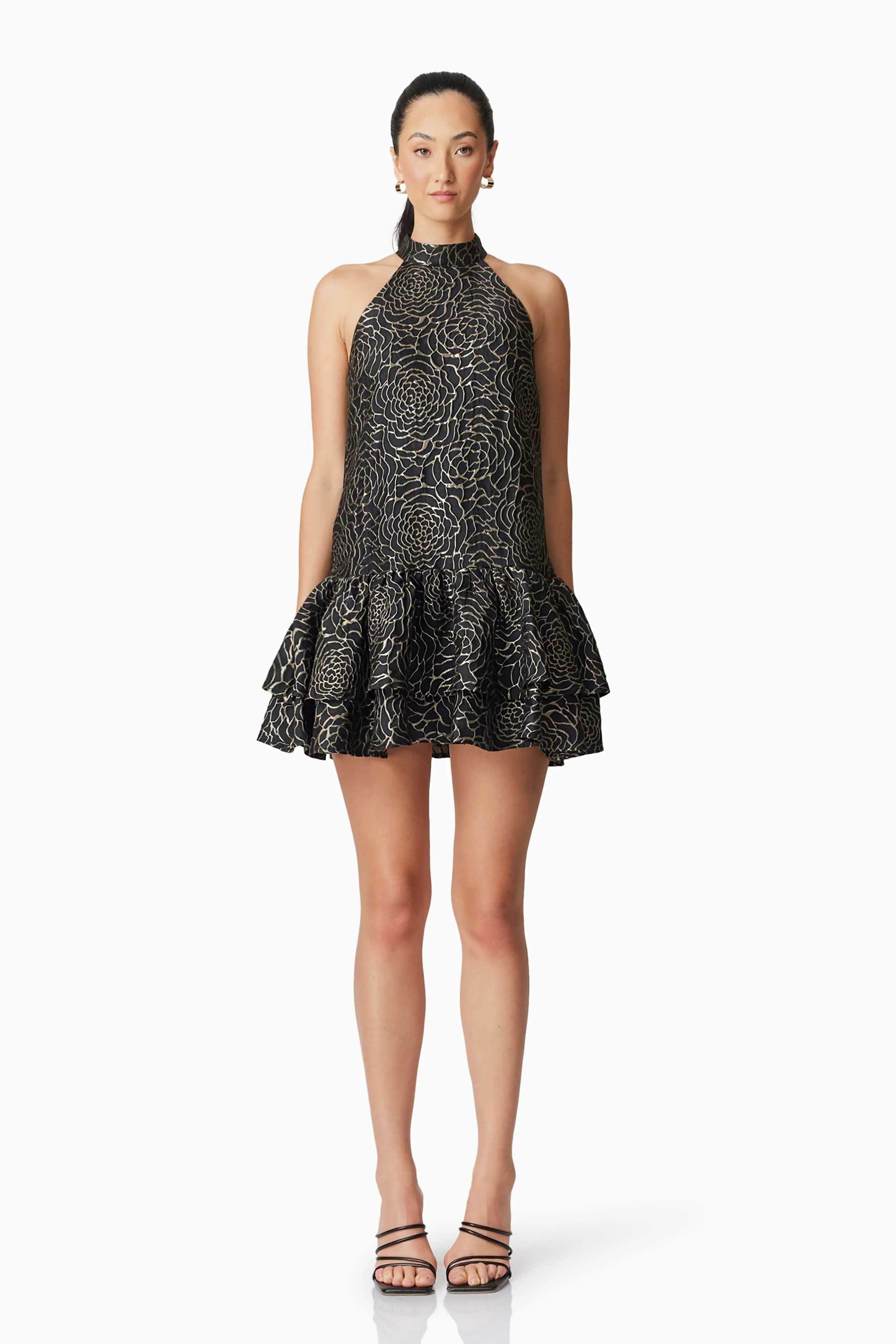 Deanna Halter Mini Dress in Black