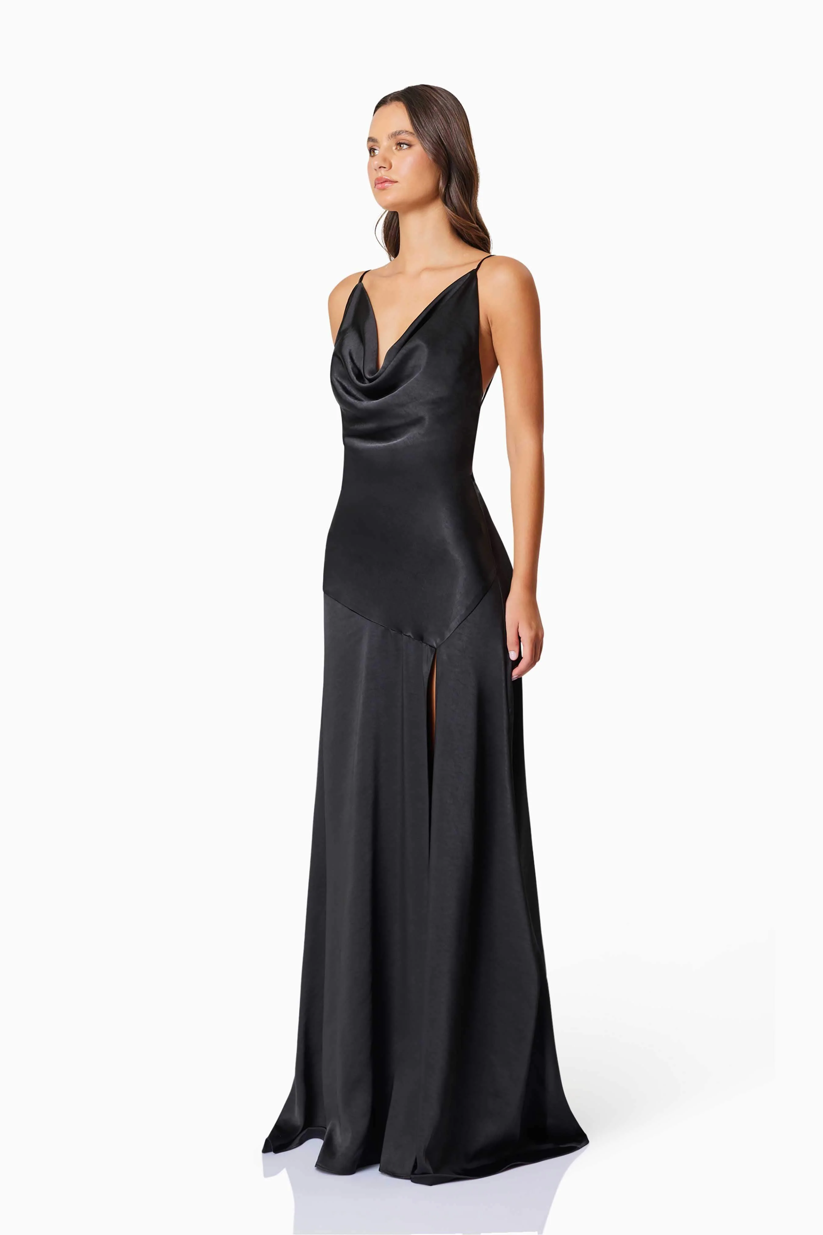 Clementine Cowl Neck Maxi Dress In Black