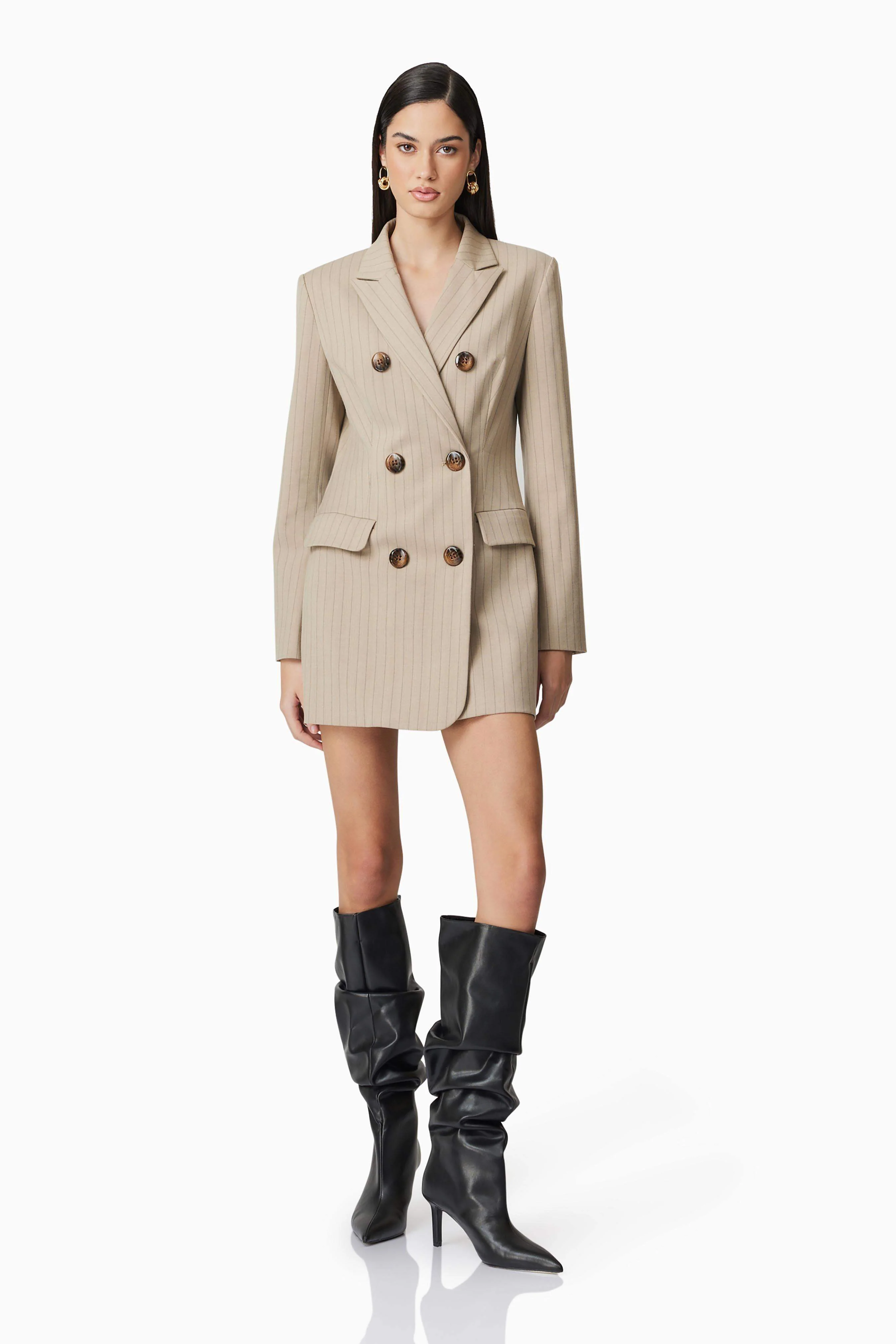 CURAAE Zara Blazer Dress in Beige