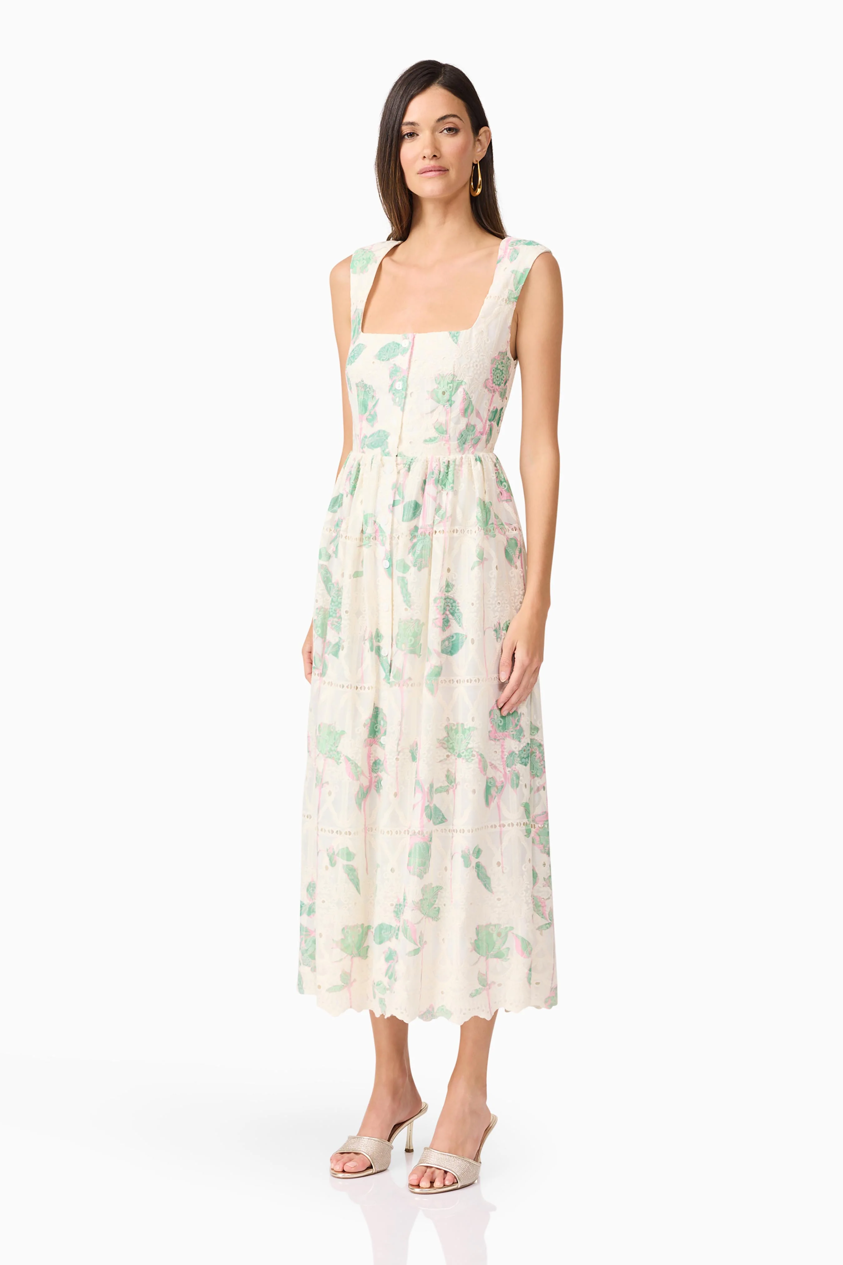 Kierra Floral Midi Dress in White