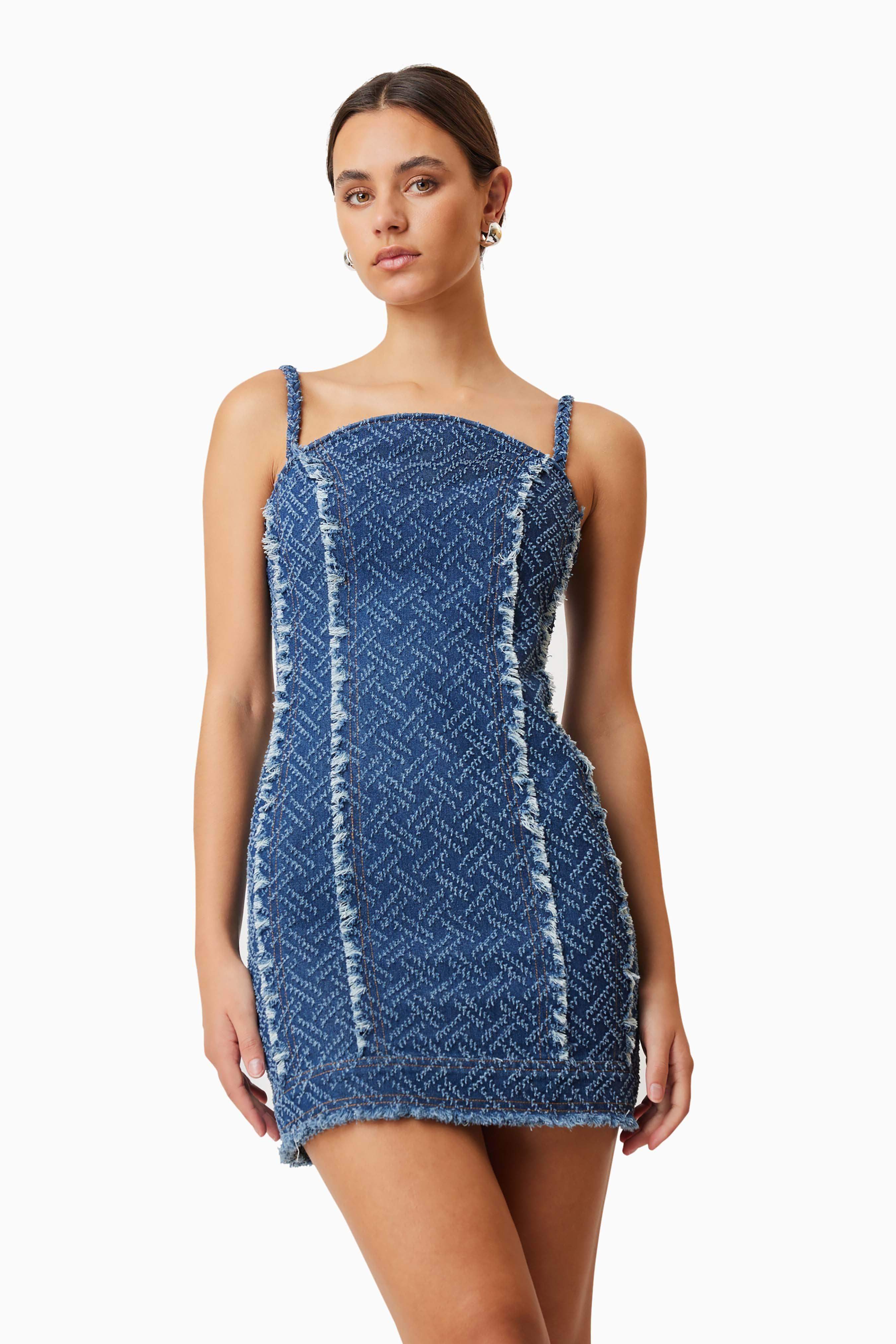 Cora Denim Mini Dress In Blue