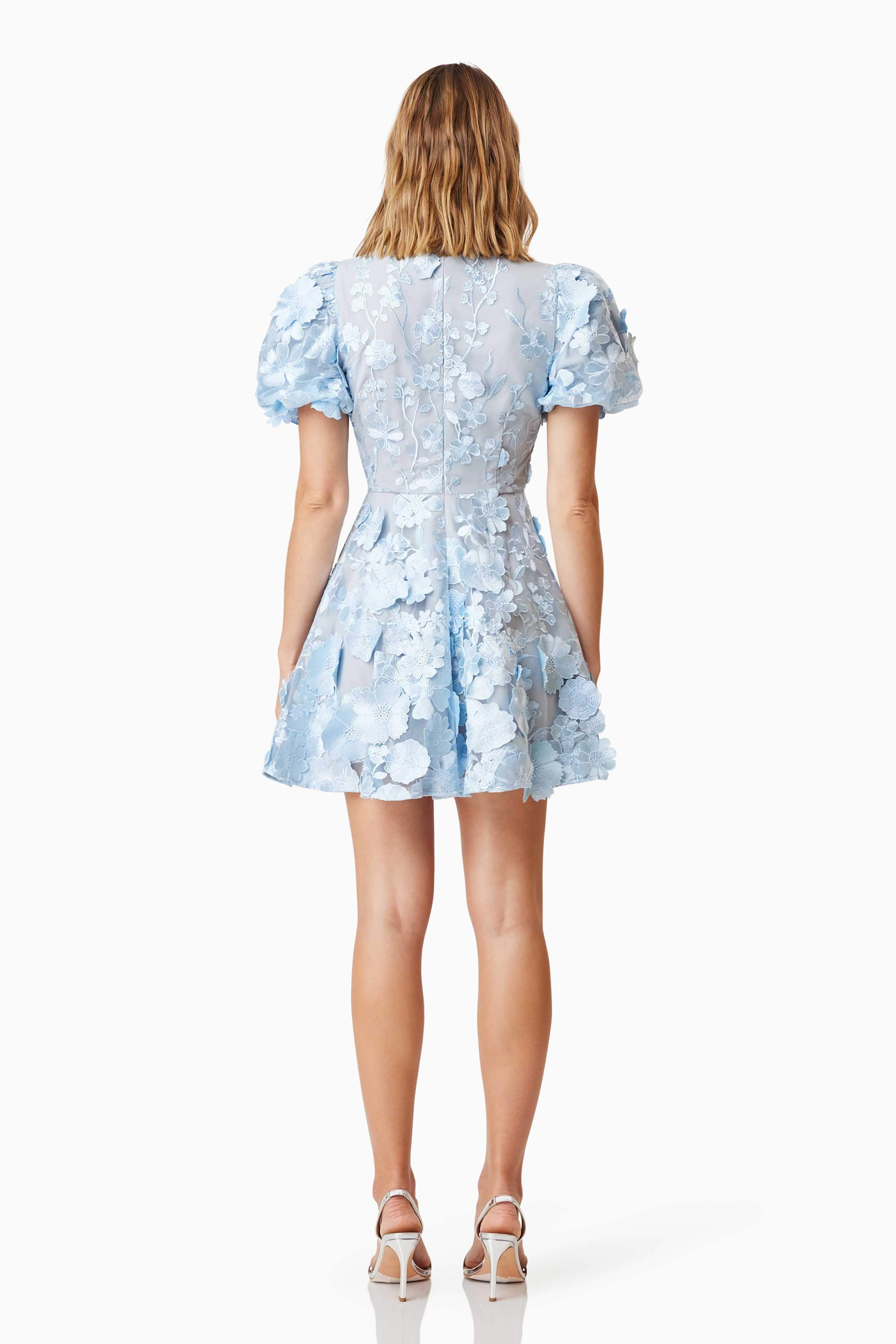 Selene Floral Mini Dress In Blue