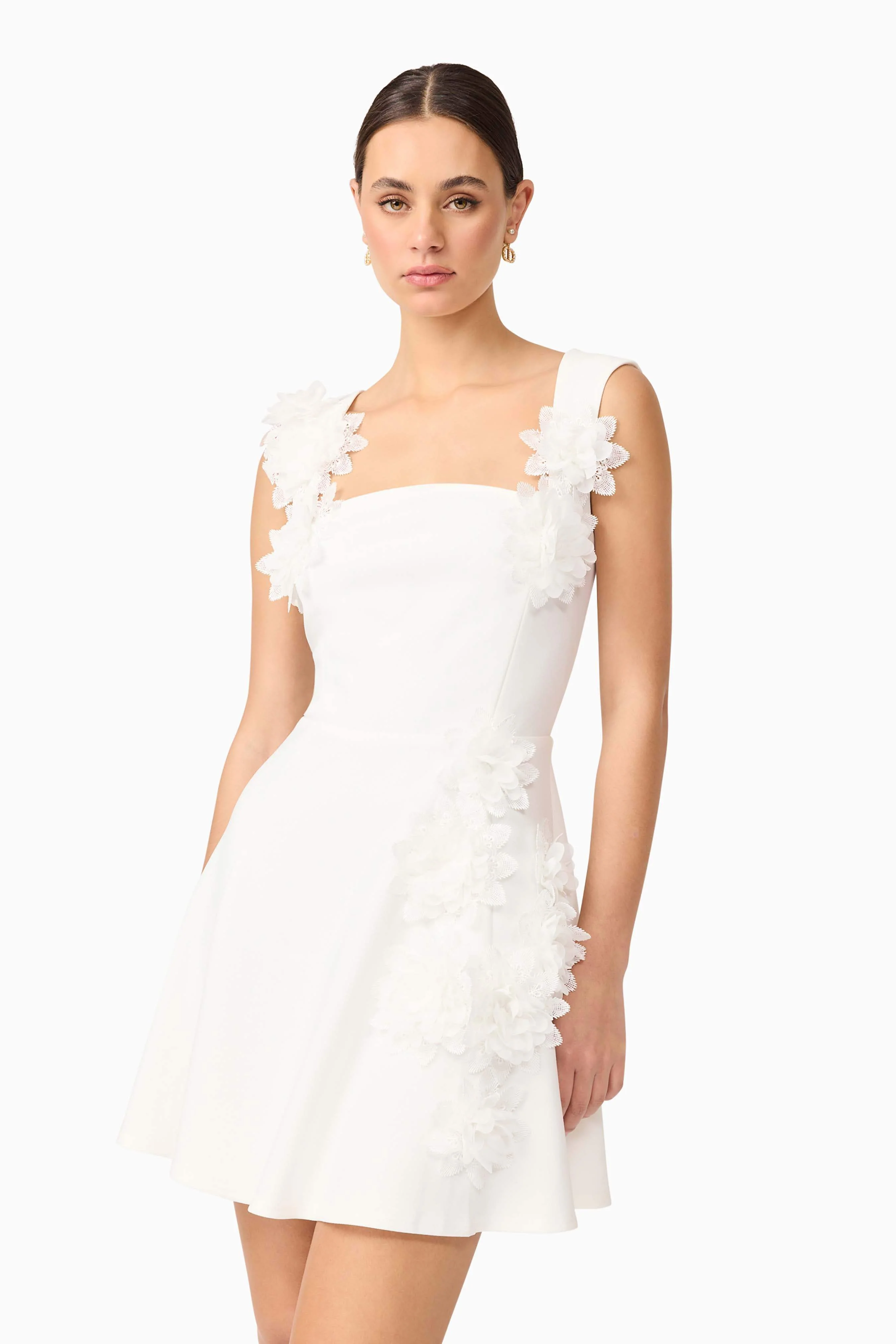 Jada Floral Mini Dress in White