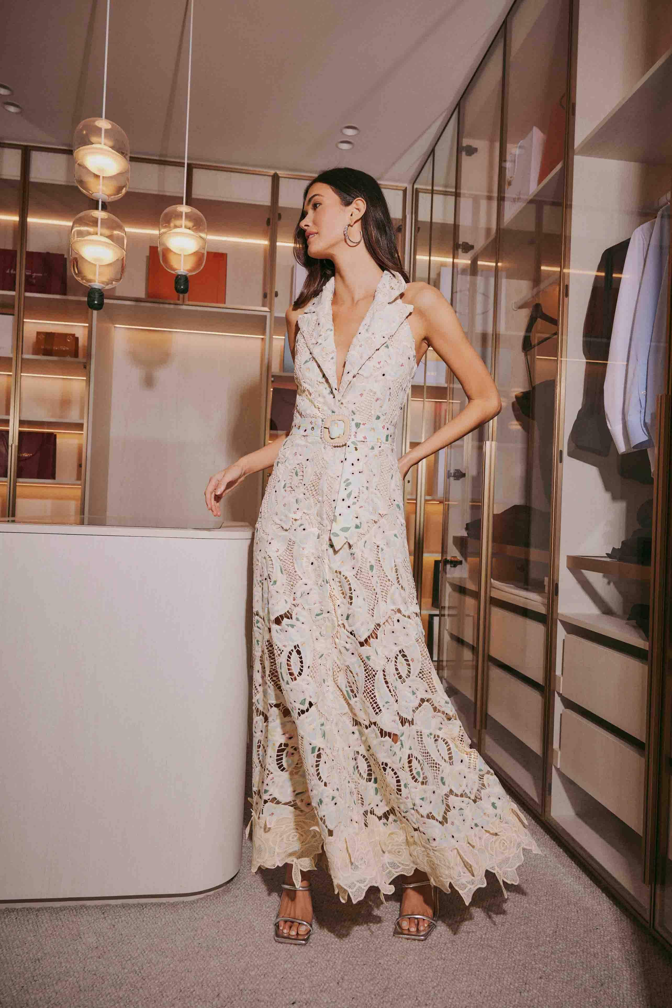 Kyla Floral Maxi Dress in White