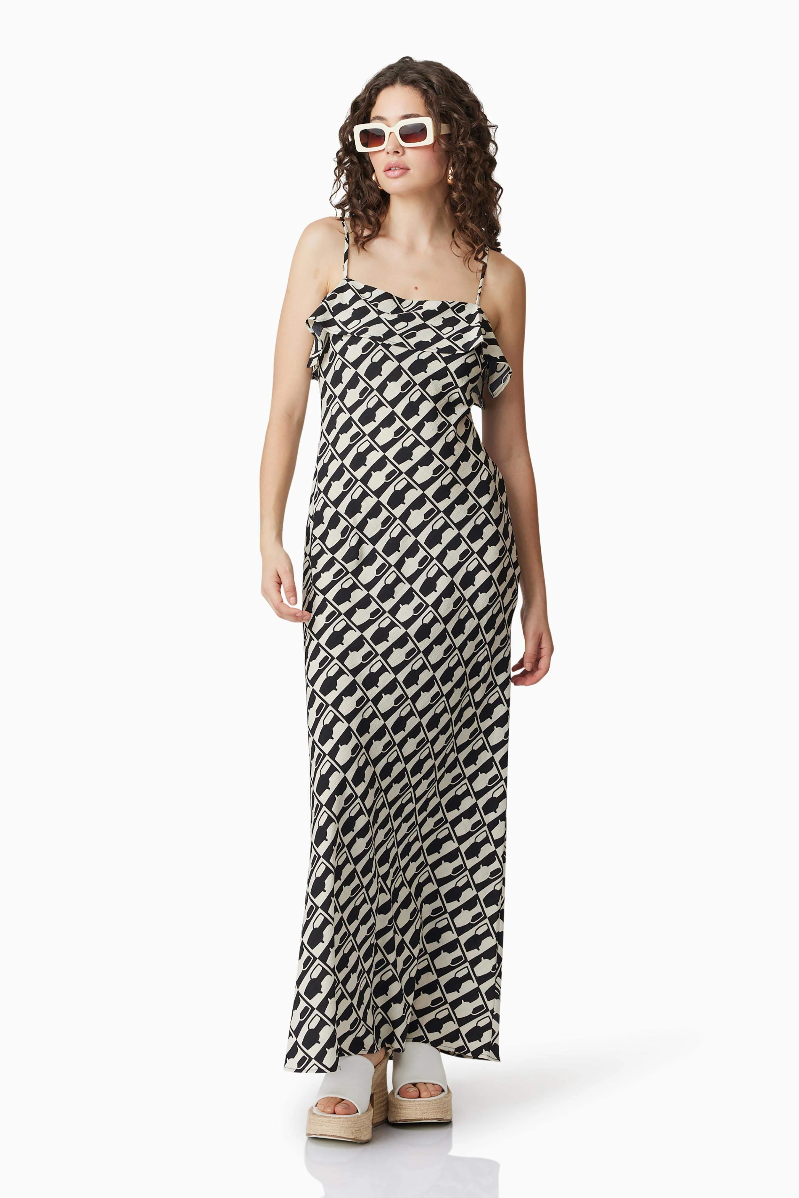 CURAAE Gianna Maxi Dress In Black & White
