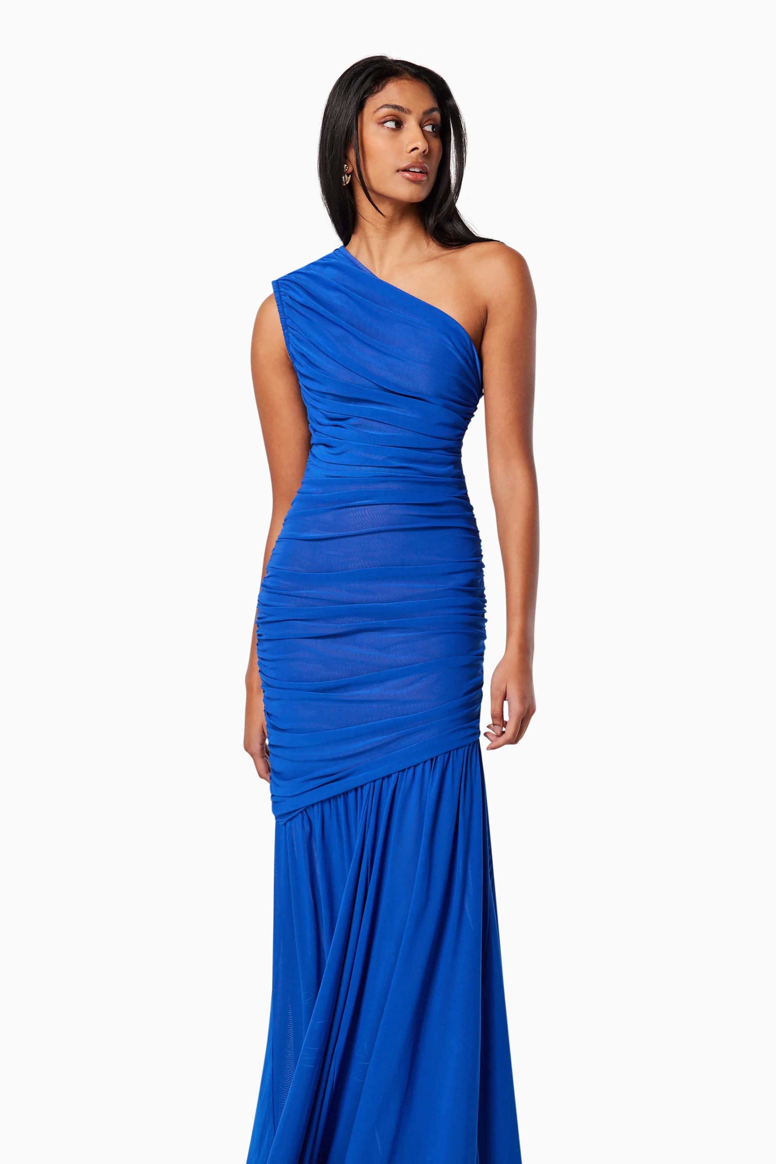 Vienna Fitted Maxi Gown In Blue