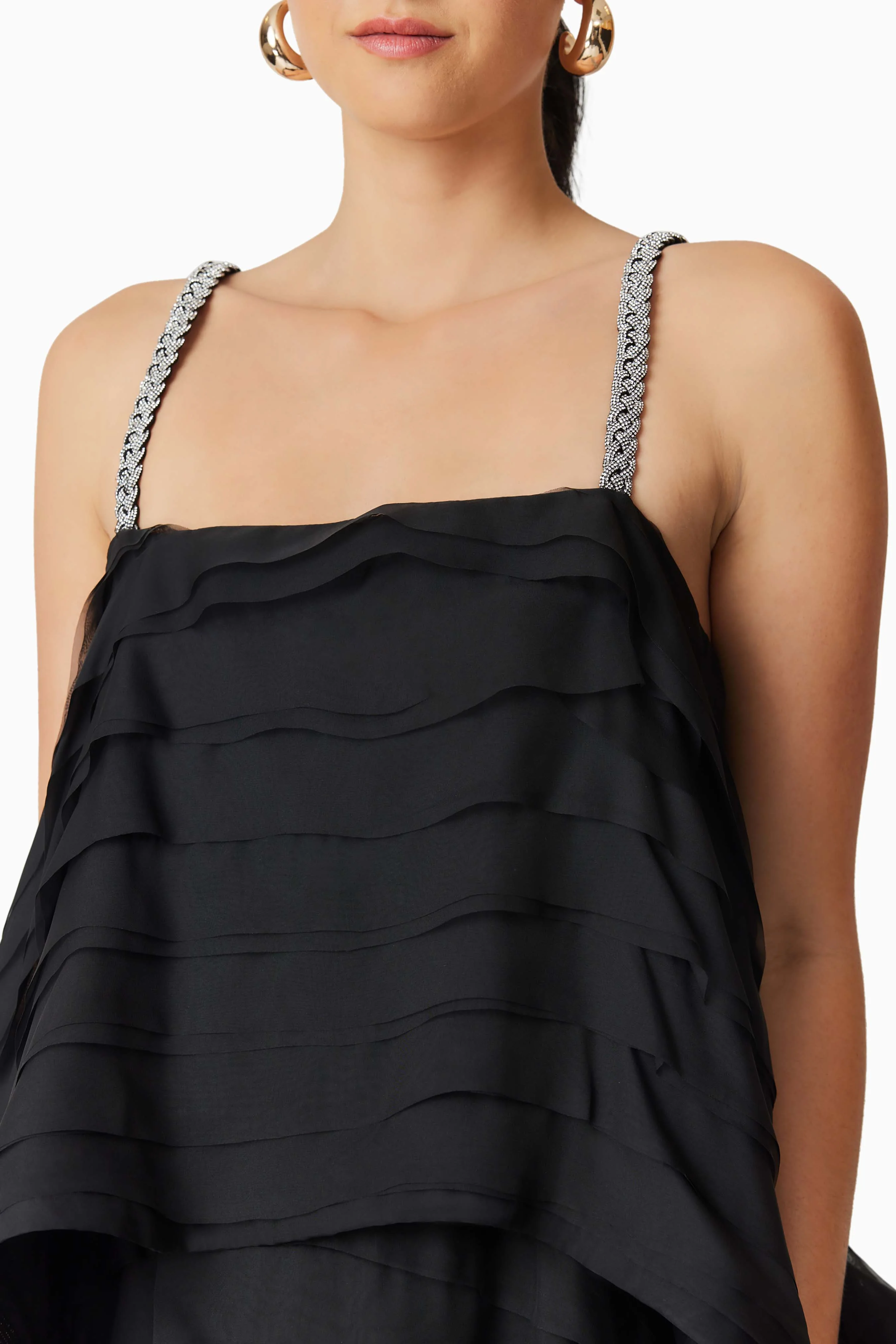 Eira Tiered Maxi Dress in Black