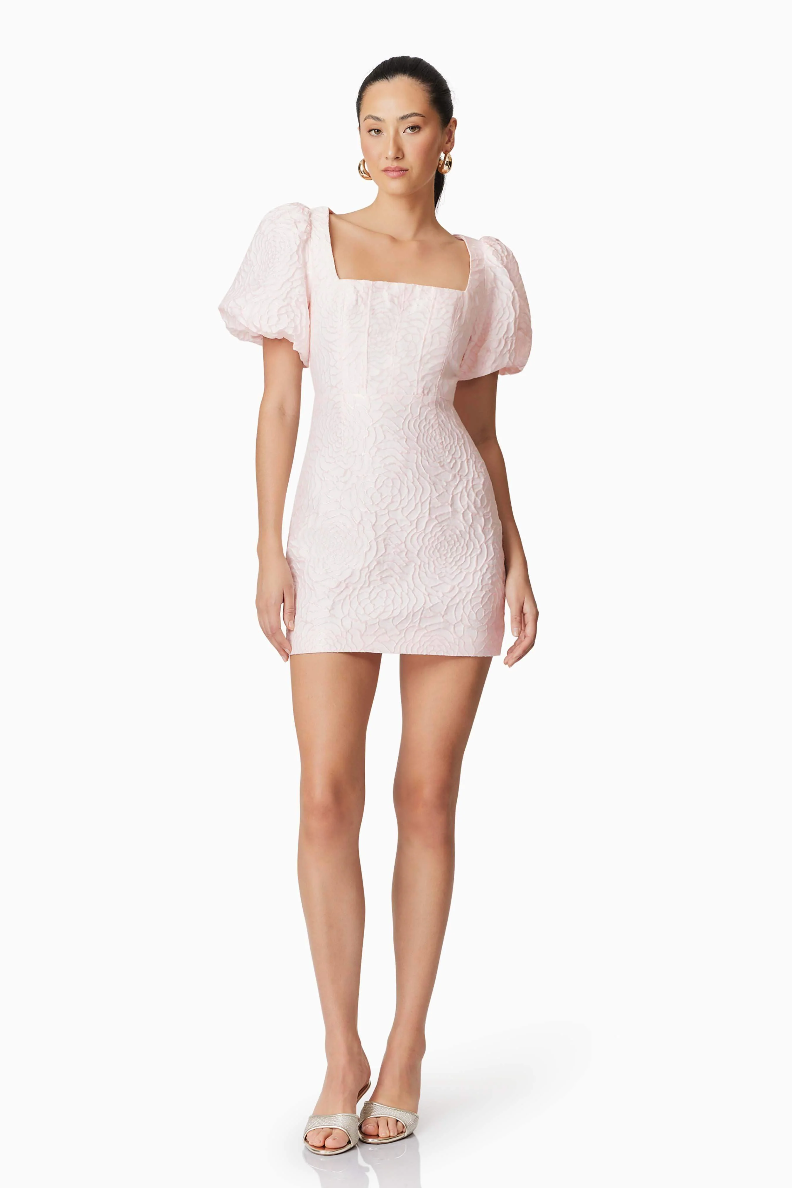 Deanna Puff Sleeve Mini Dress in Pink