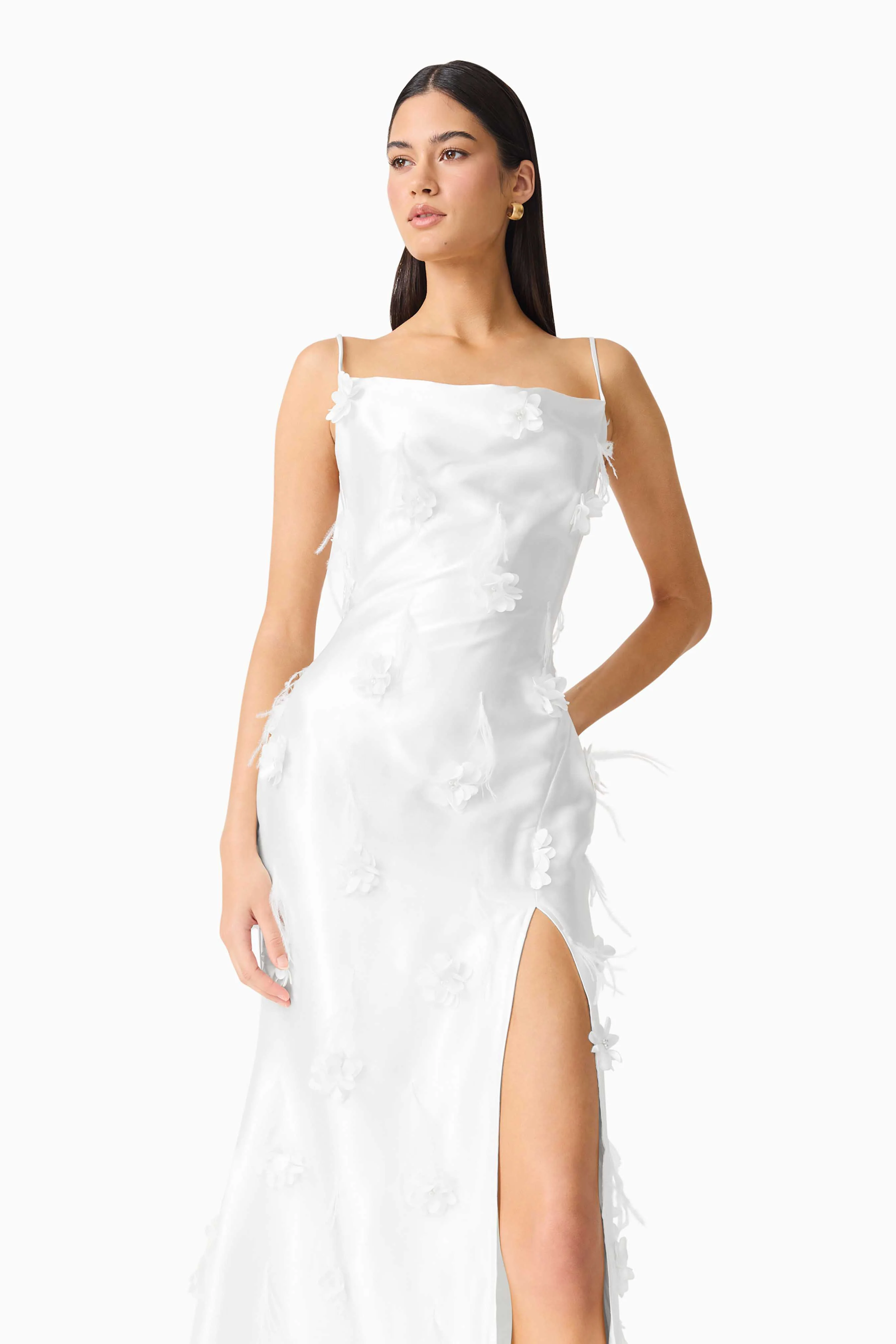 Lunaria Satin Maxi Dress In White