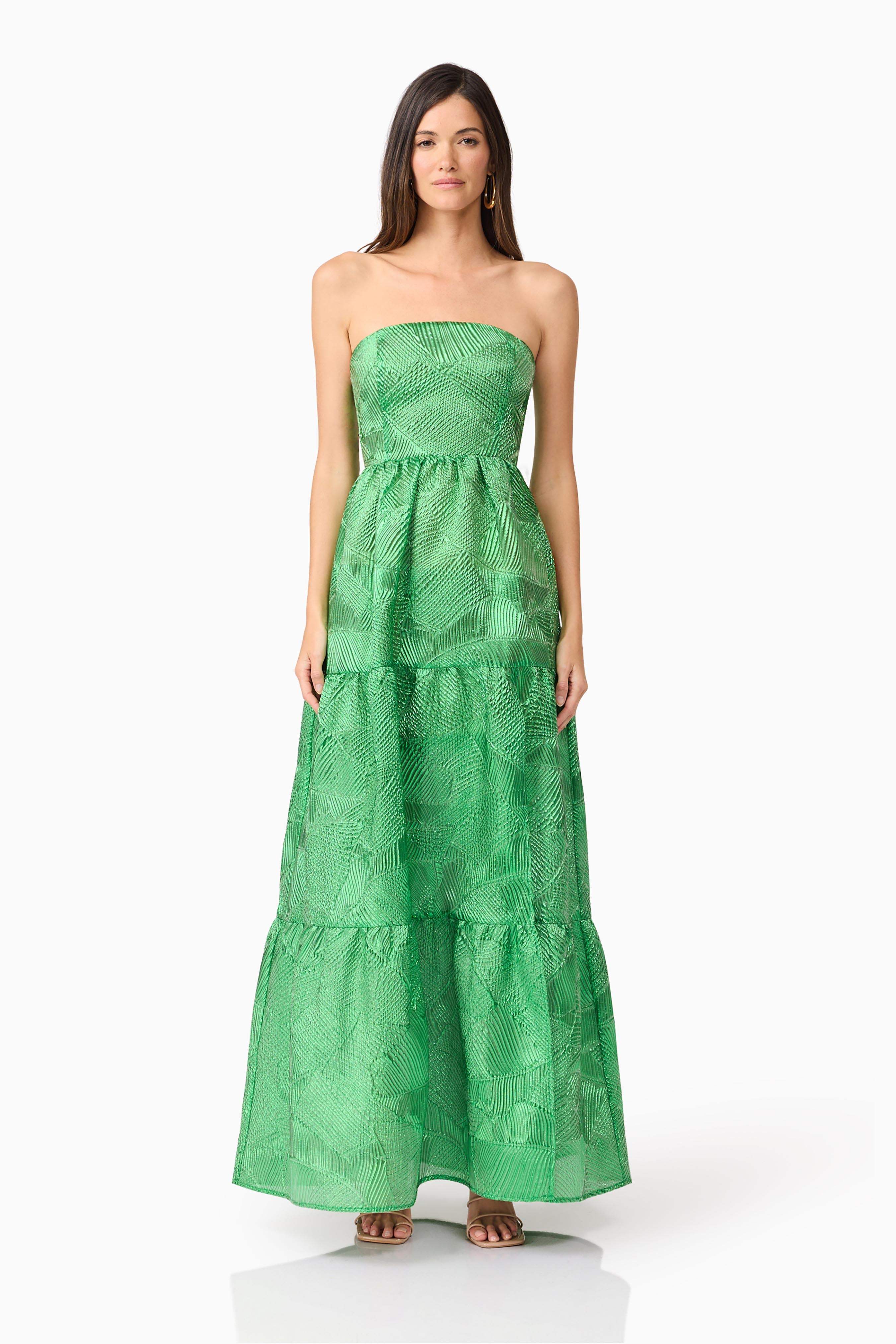 Ginnifer Strapless Maxi Dress in Green