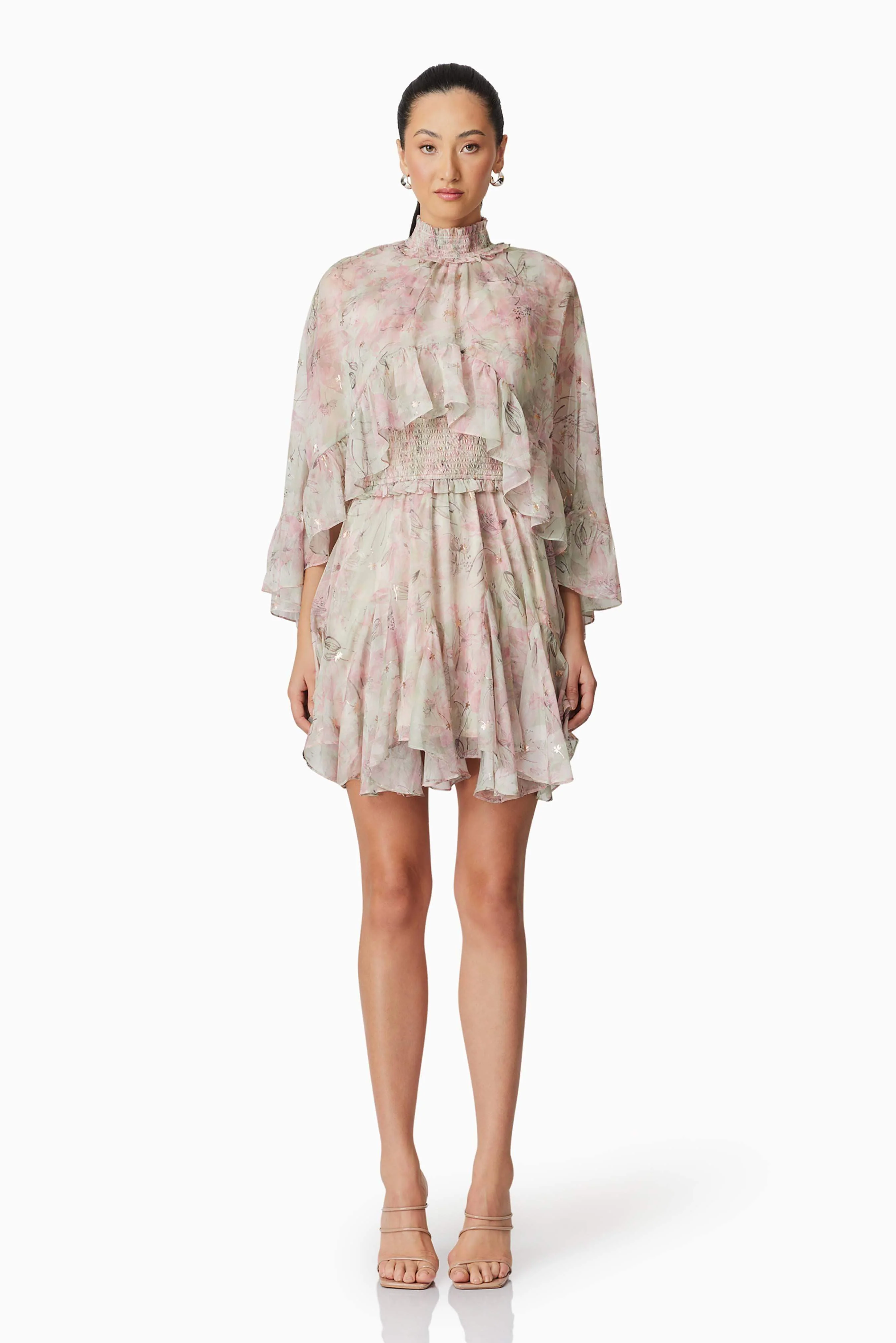 Monica Cape Mini Dress in Floral