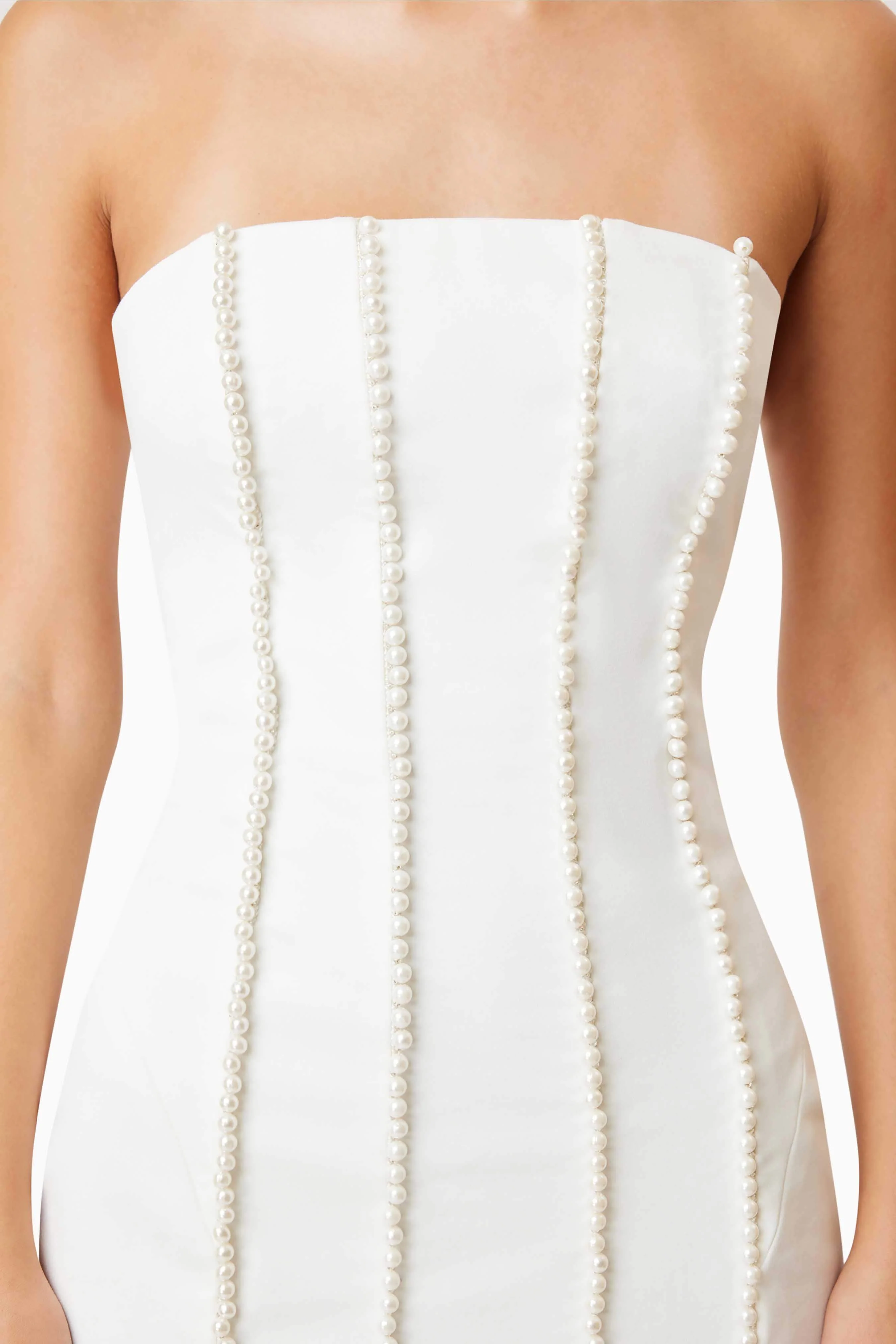 Sonnet Mini Strapless Pearl Dress In White