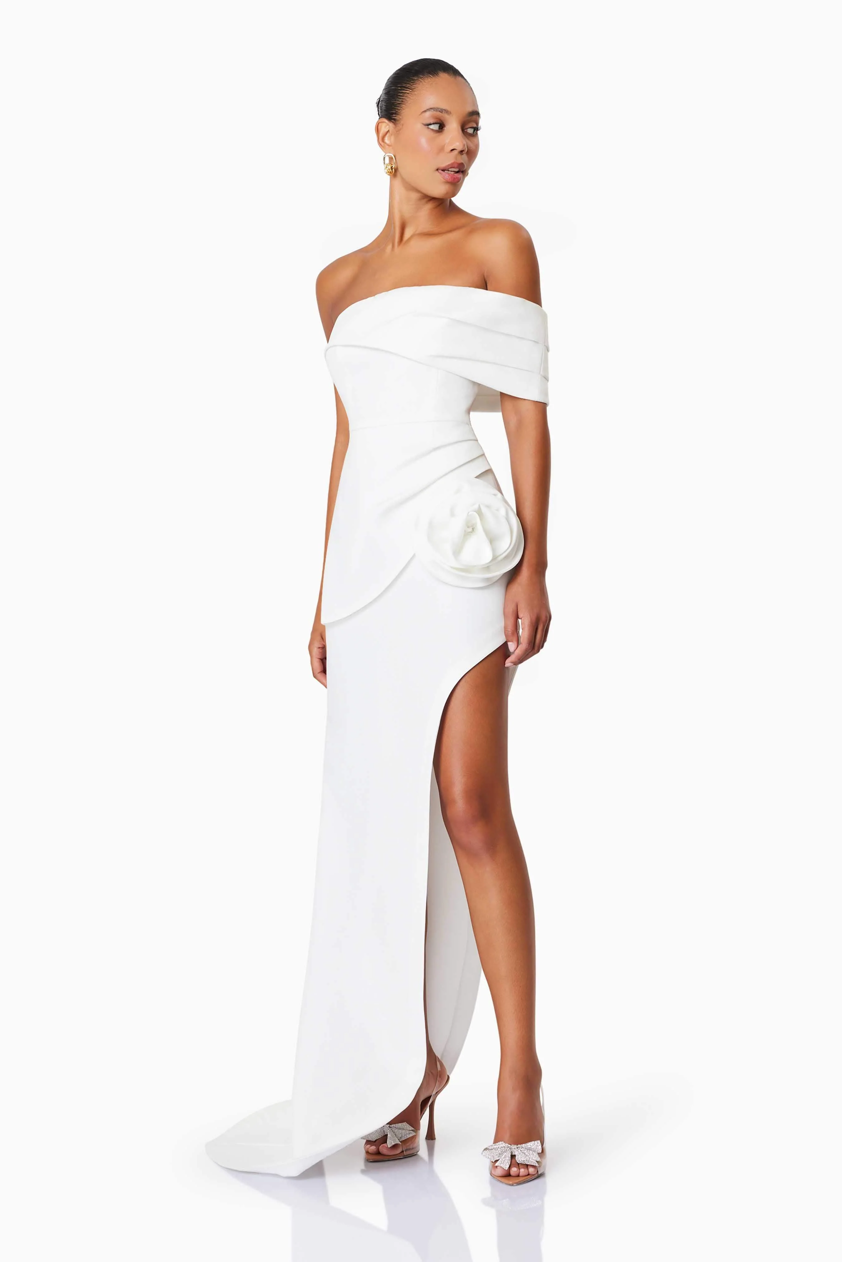 Bethany Off The Shoulder Maxi Gown In White