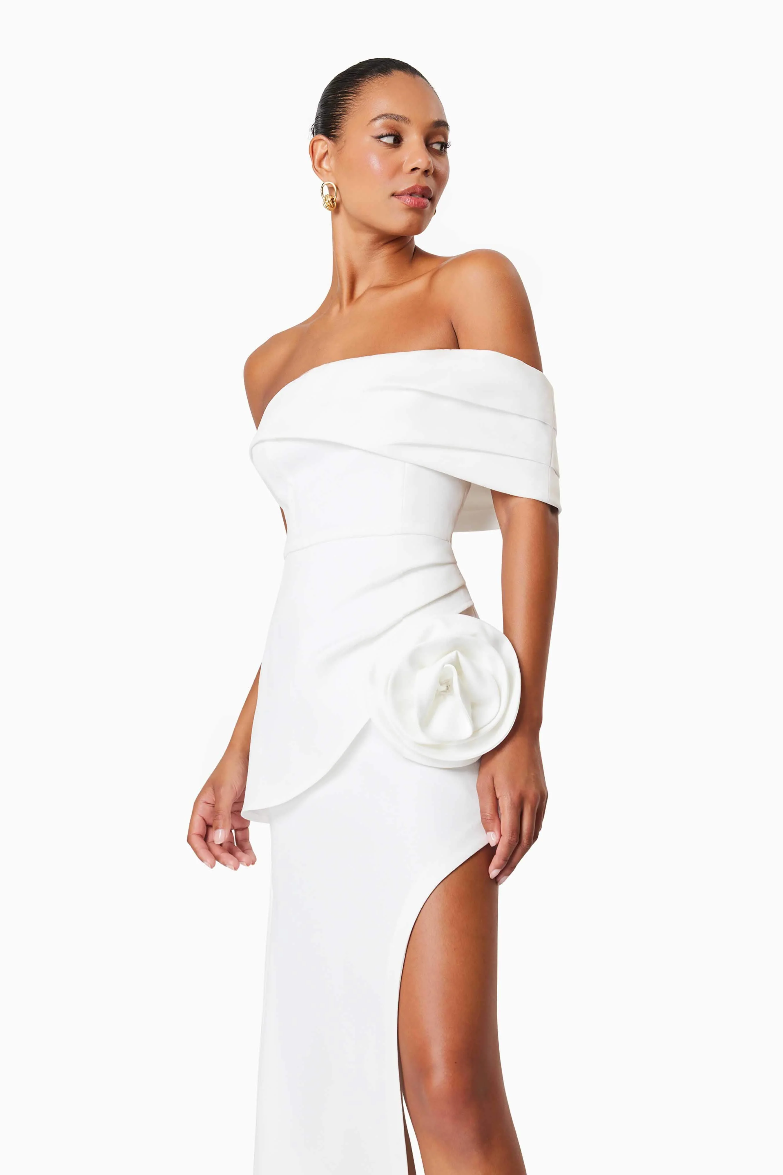 Bethany Off The Shoulder Maxi Gown In White