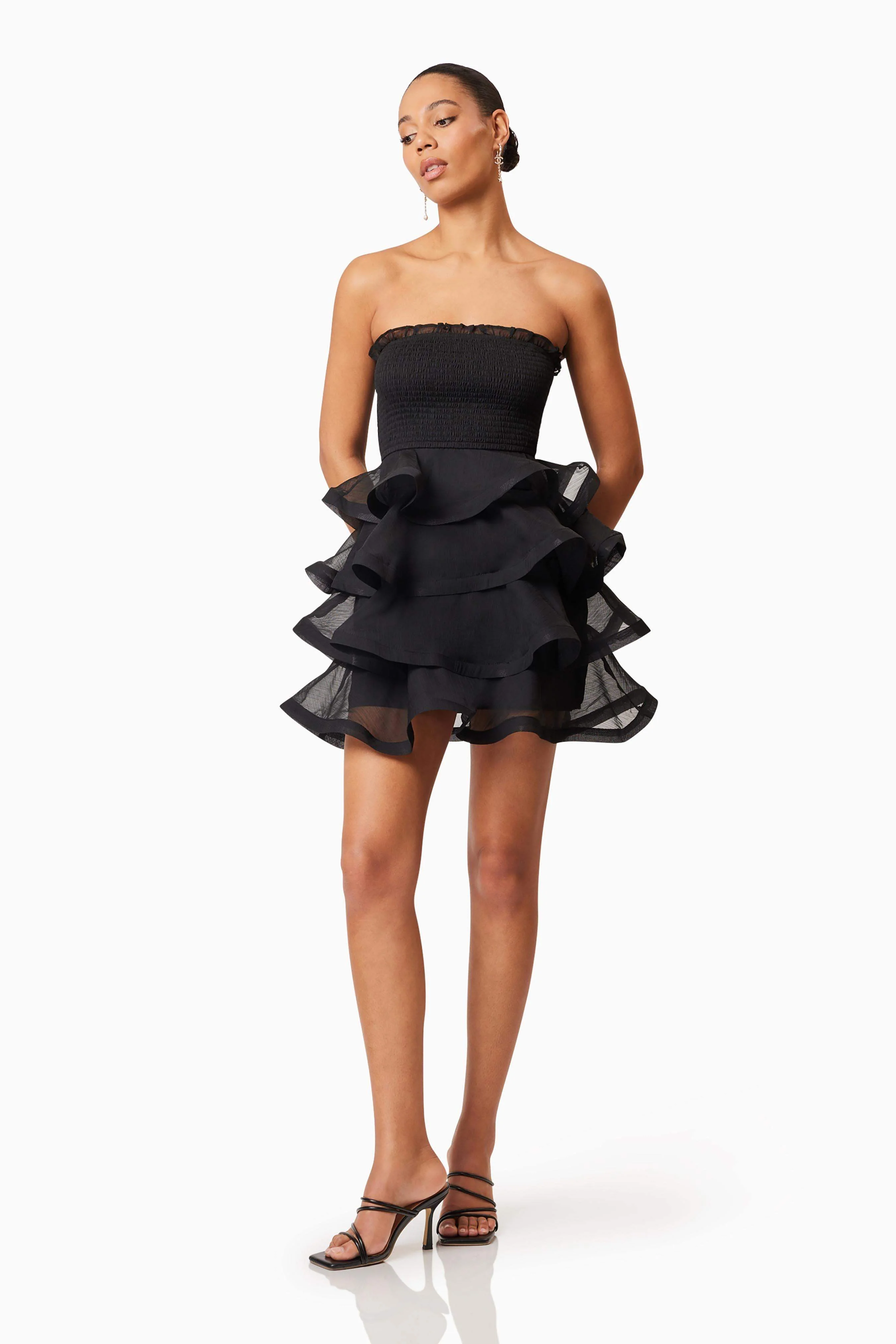 Louise Strapless Mini Dress In Black