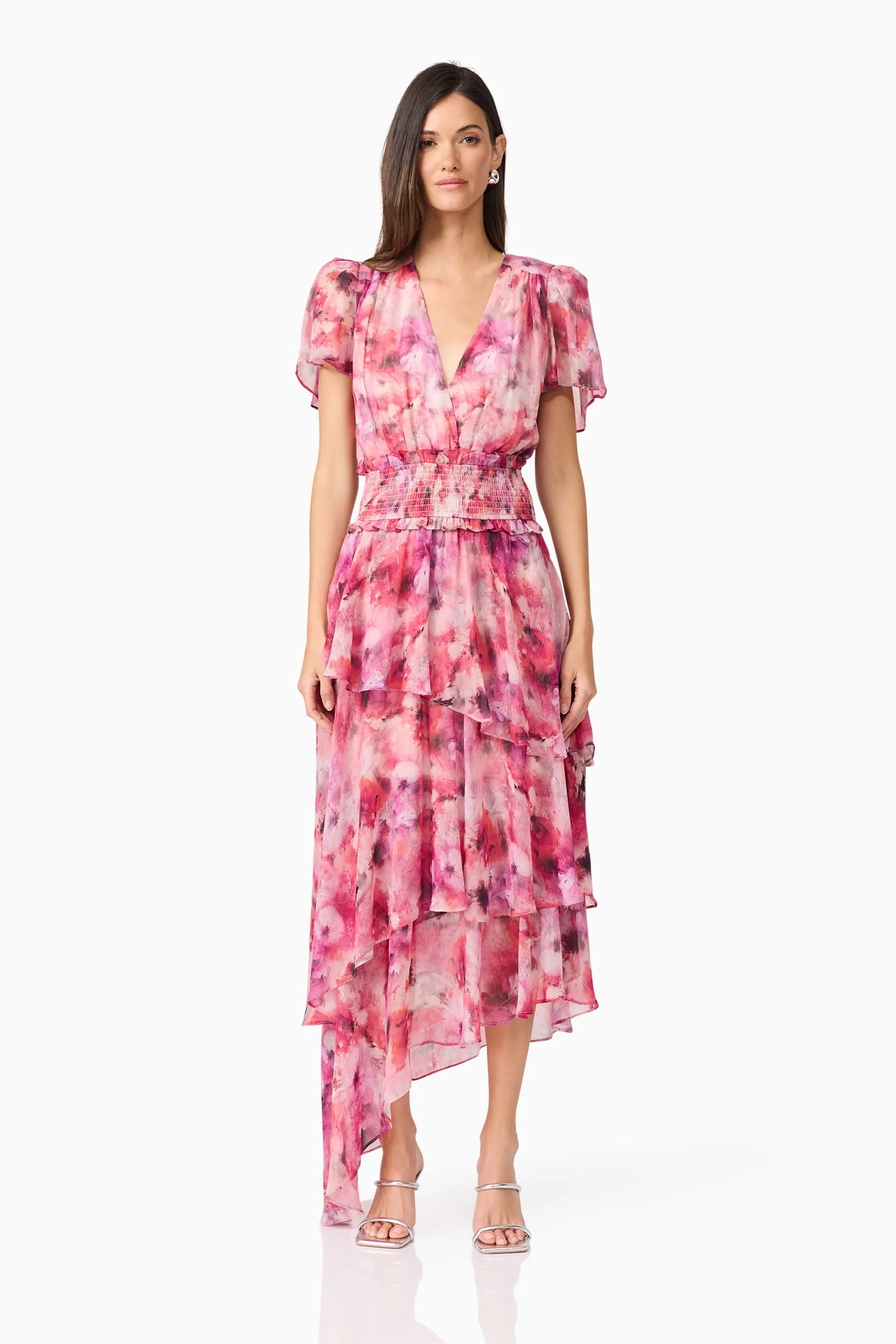 Evalina Tiered Maxi Dress in Pink