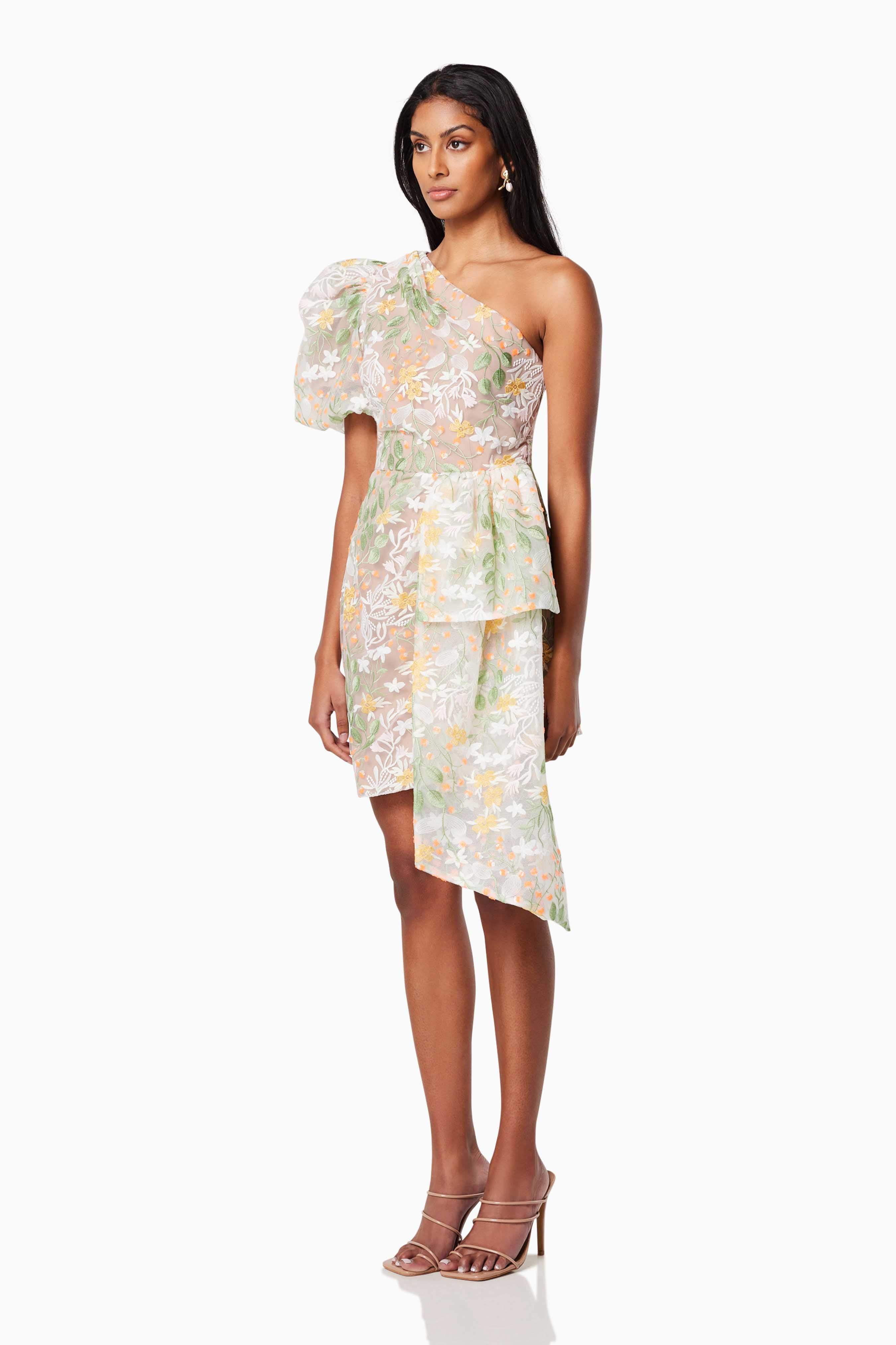 Dome Asymmetrical Mini Dress In Yellow