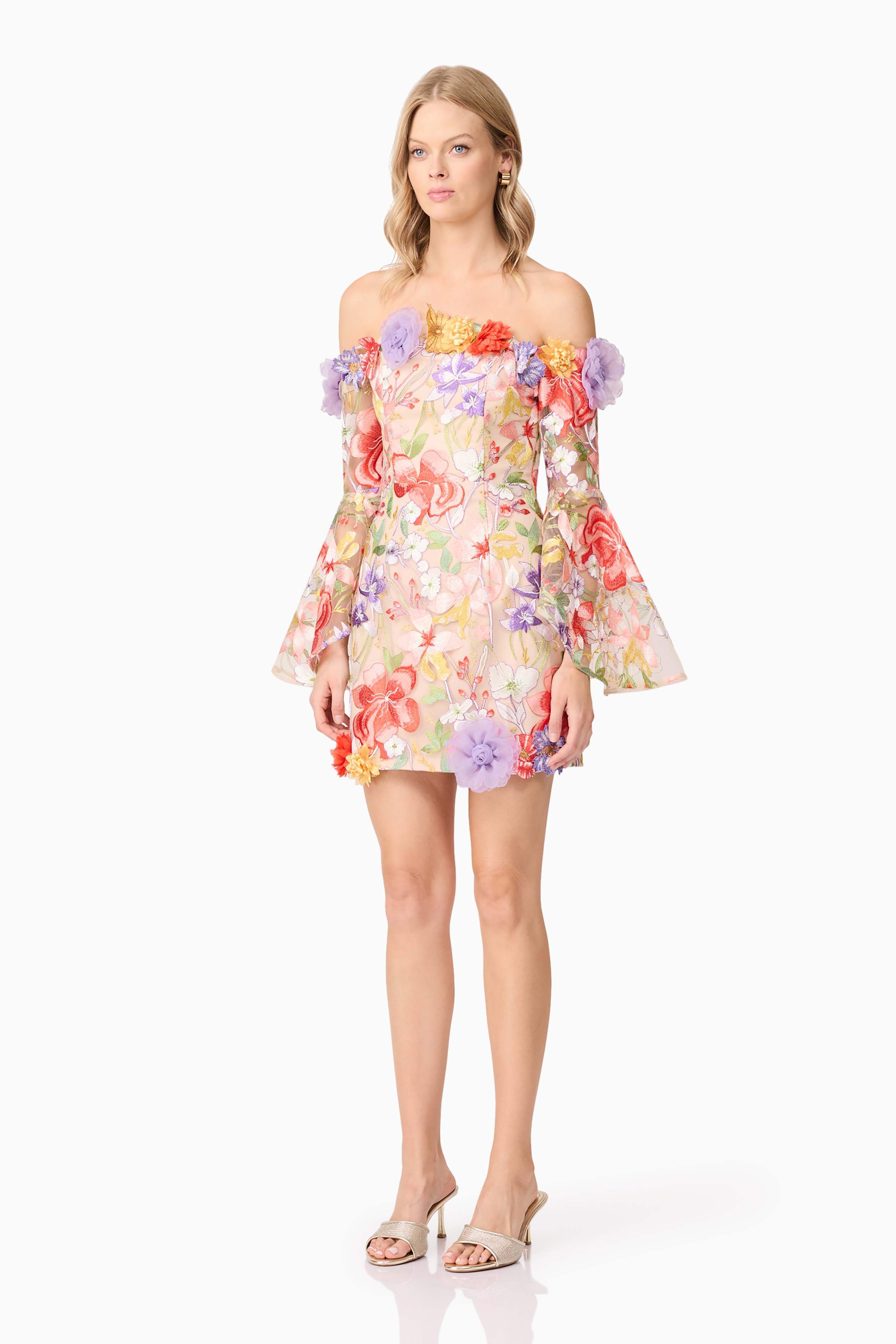Sophie Off The Shoulder Mini Dress in Floral