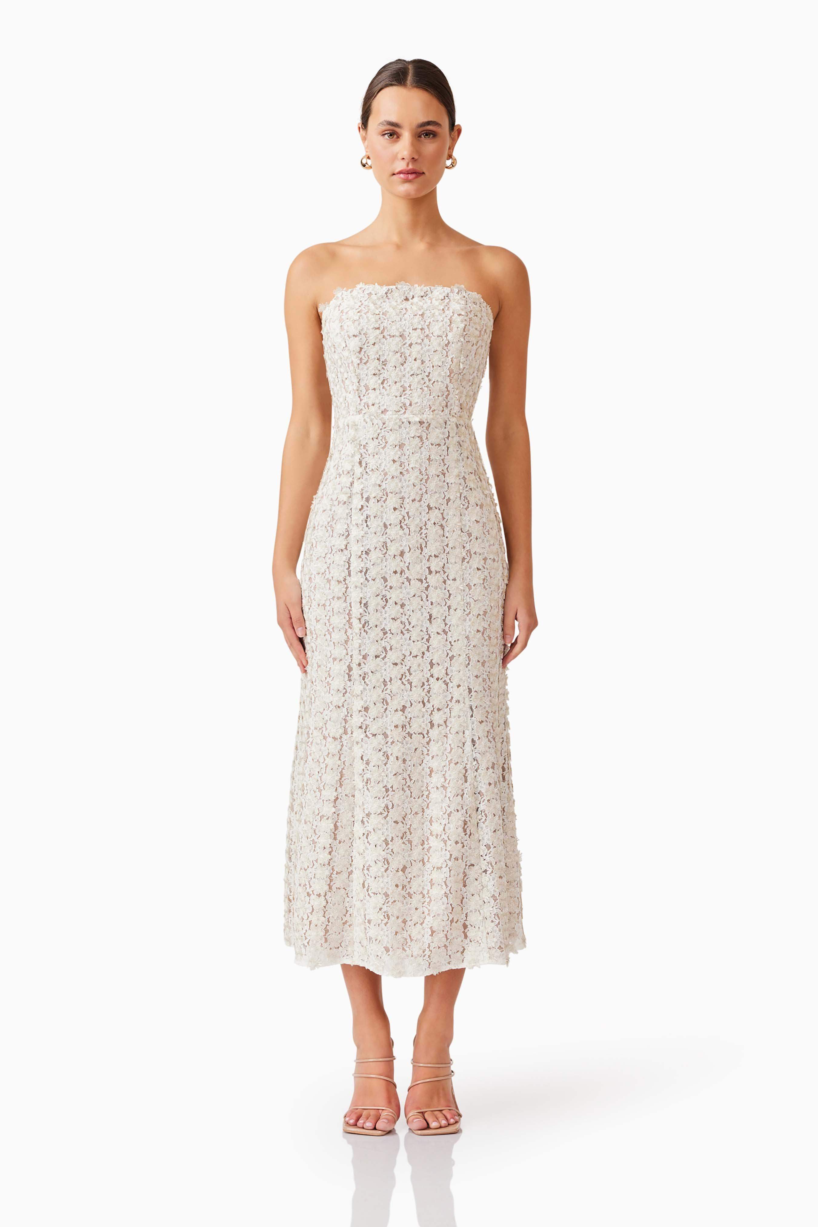 Cali Strapless Midi Dress in White