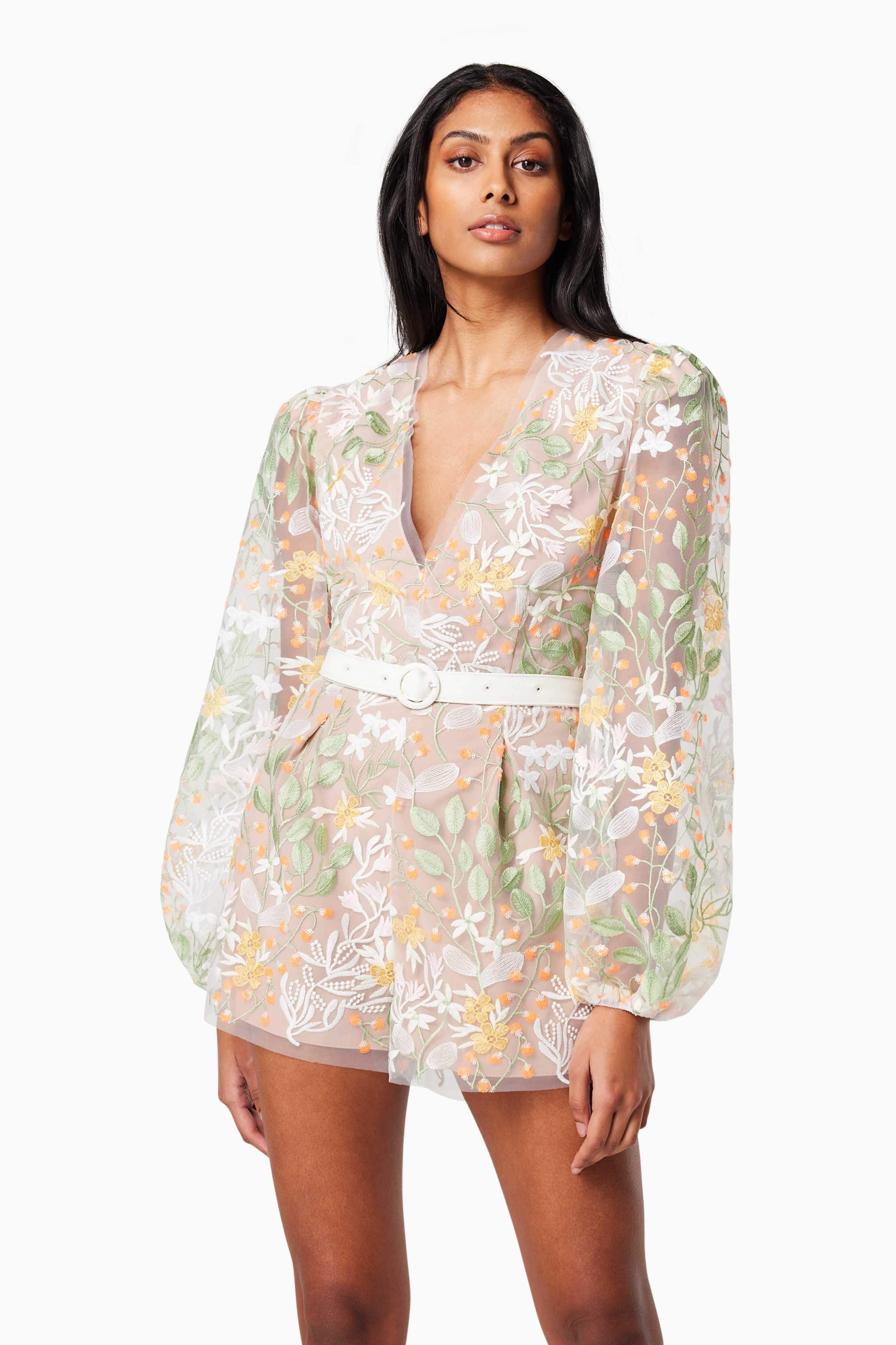 Wolfie Long Sleeved Playsuit In Yellow