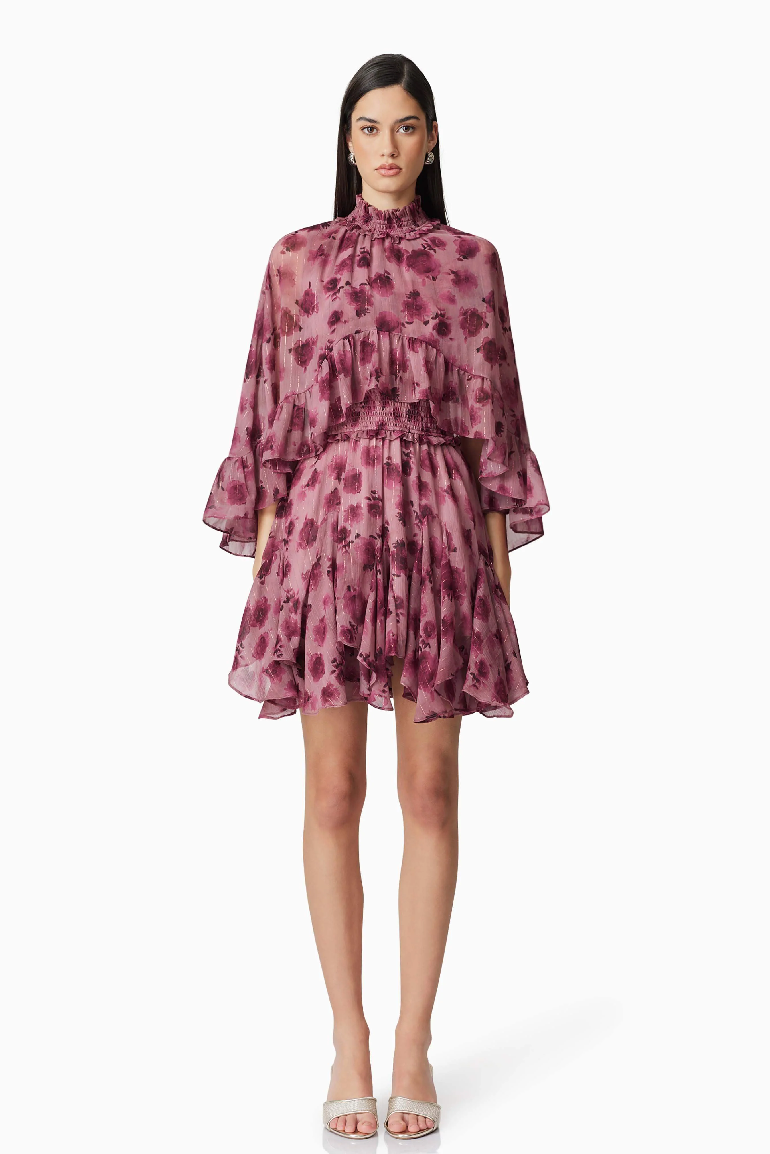 Monica Cape Mini Dress in purple