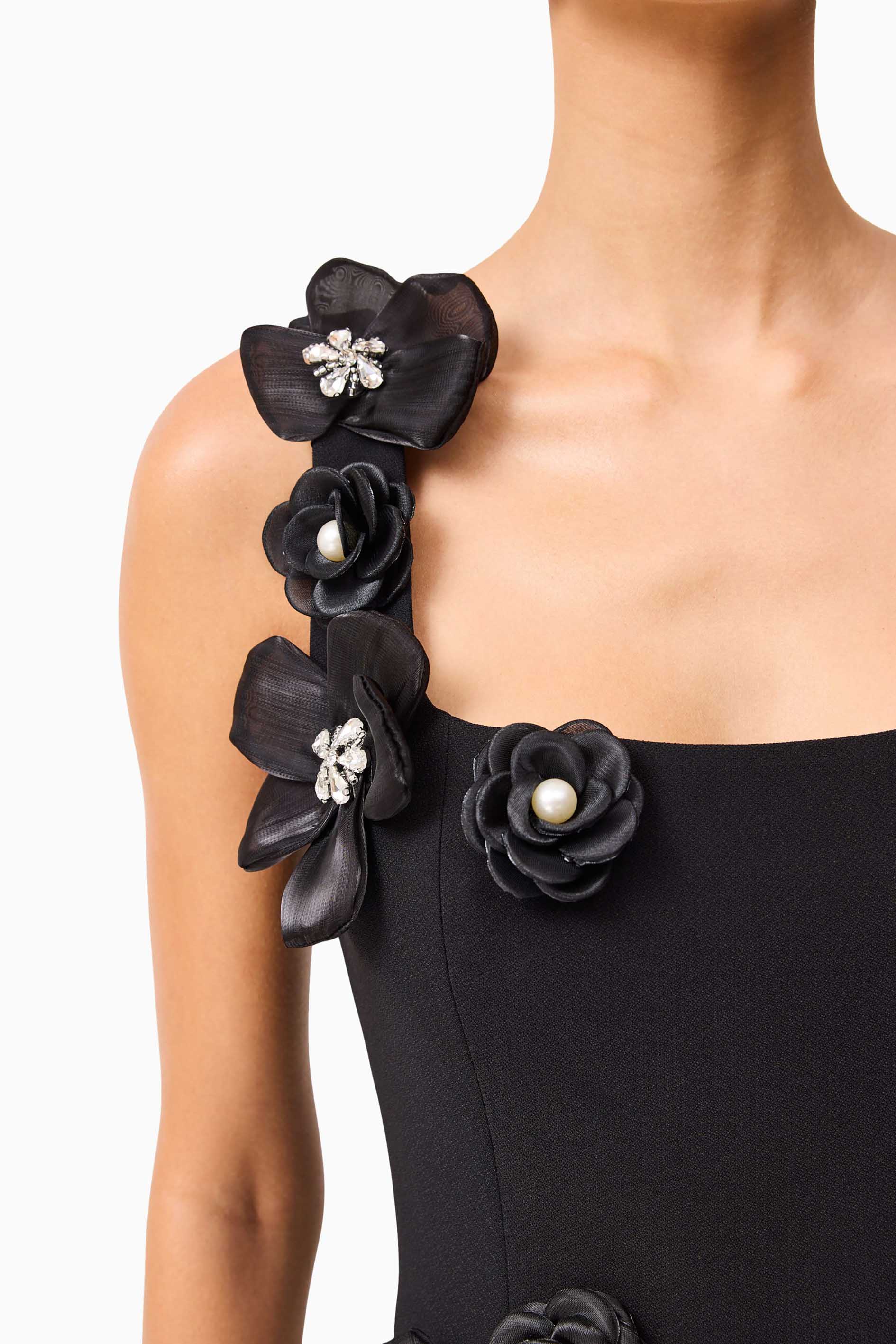 Chantelle 3D Midi Dress in Black