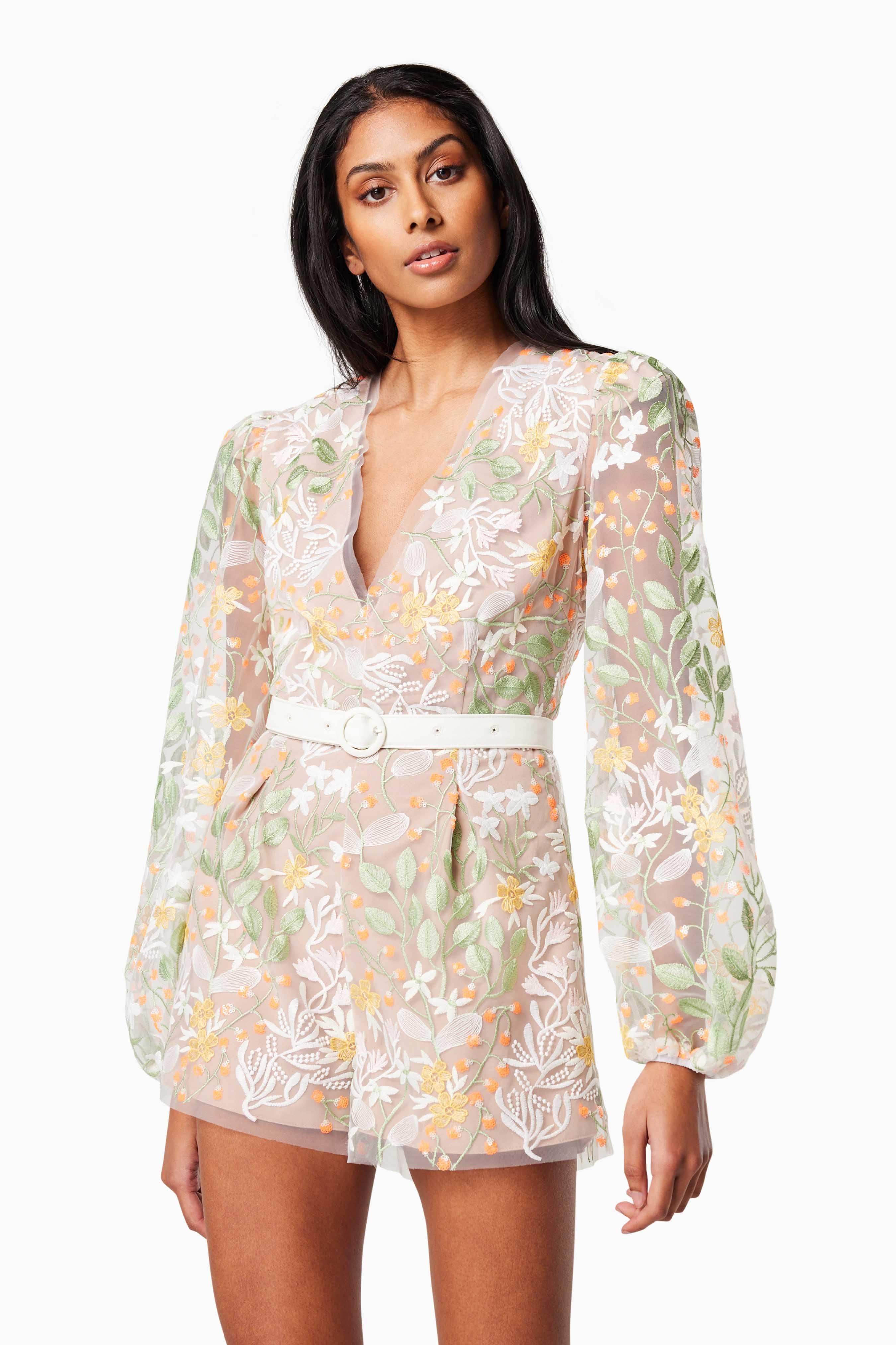 Wolfie Long Sleeved Playsuit In Yellow