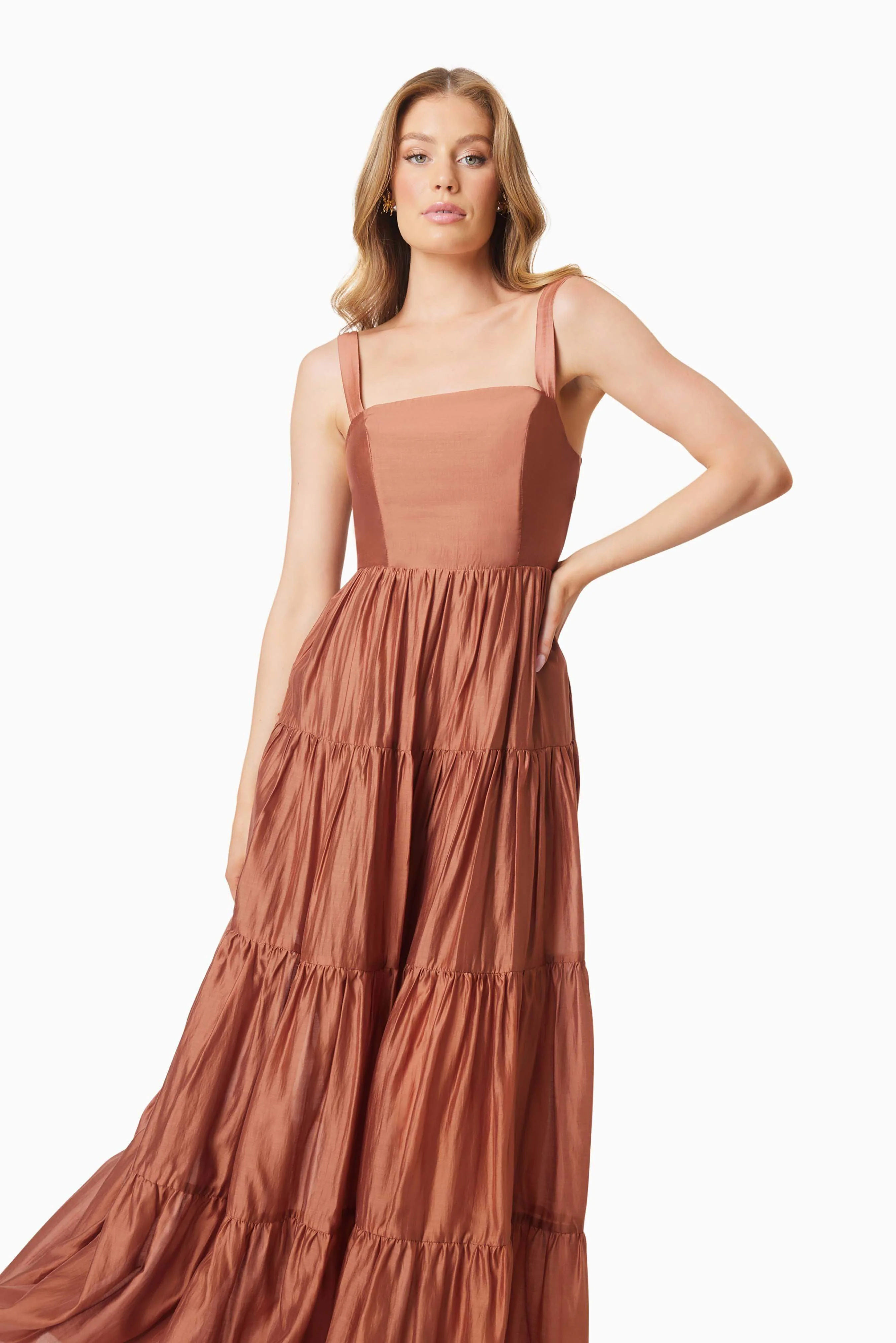 Fauna Resortwear Maxi Dress In Brown