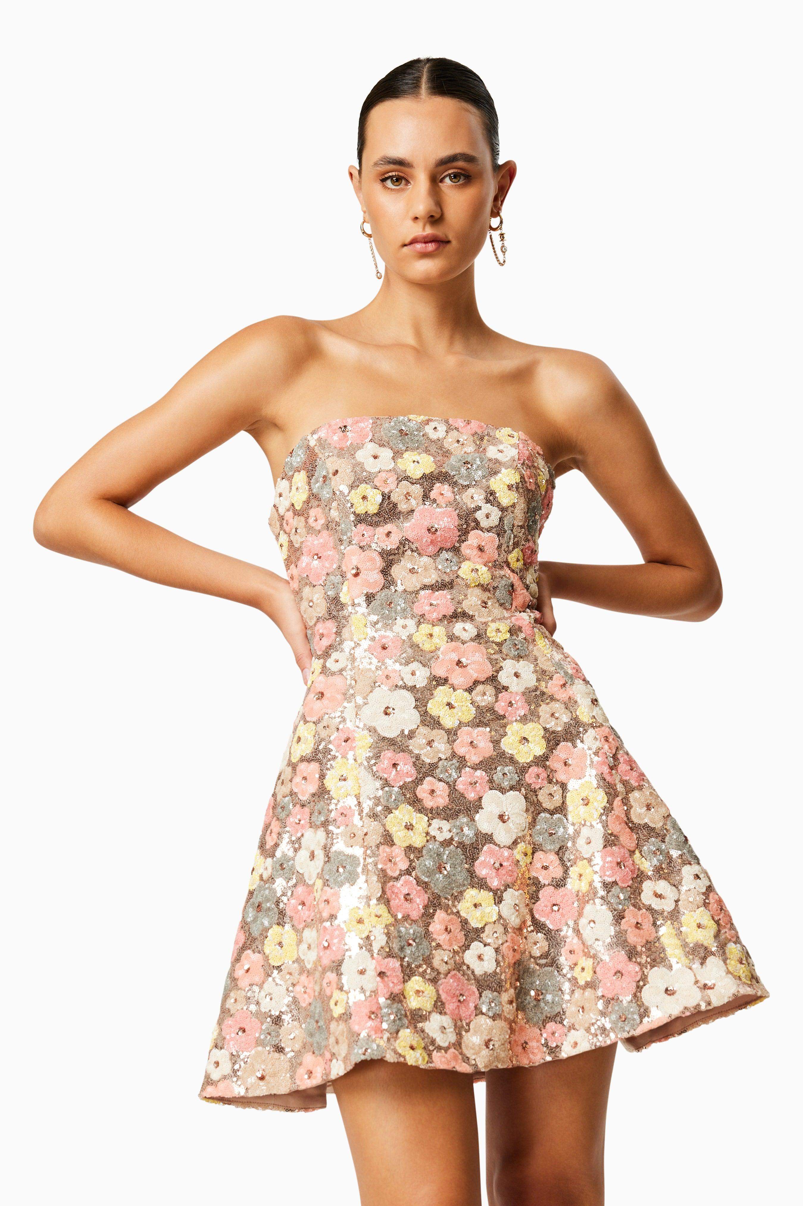 Forsythia Strapless Mini Dress In Multi