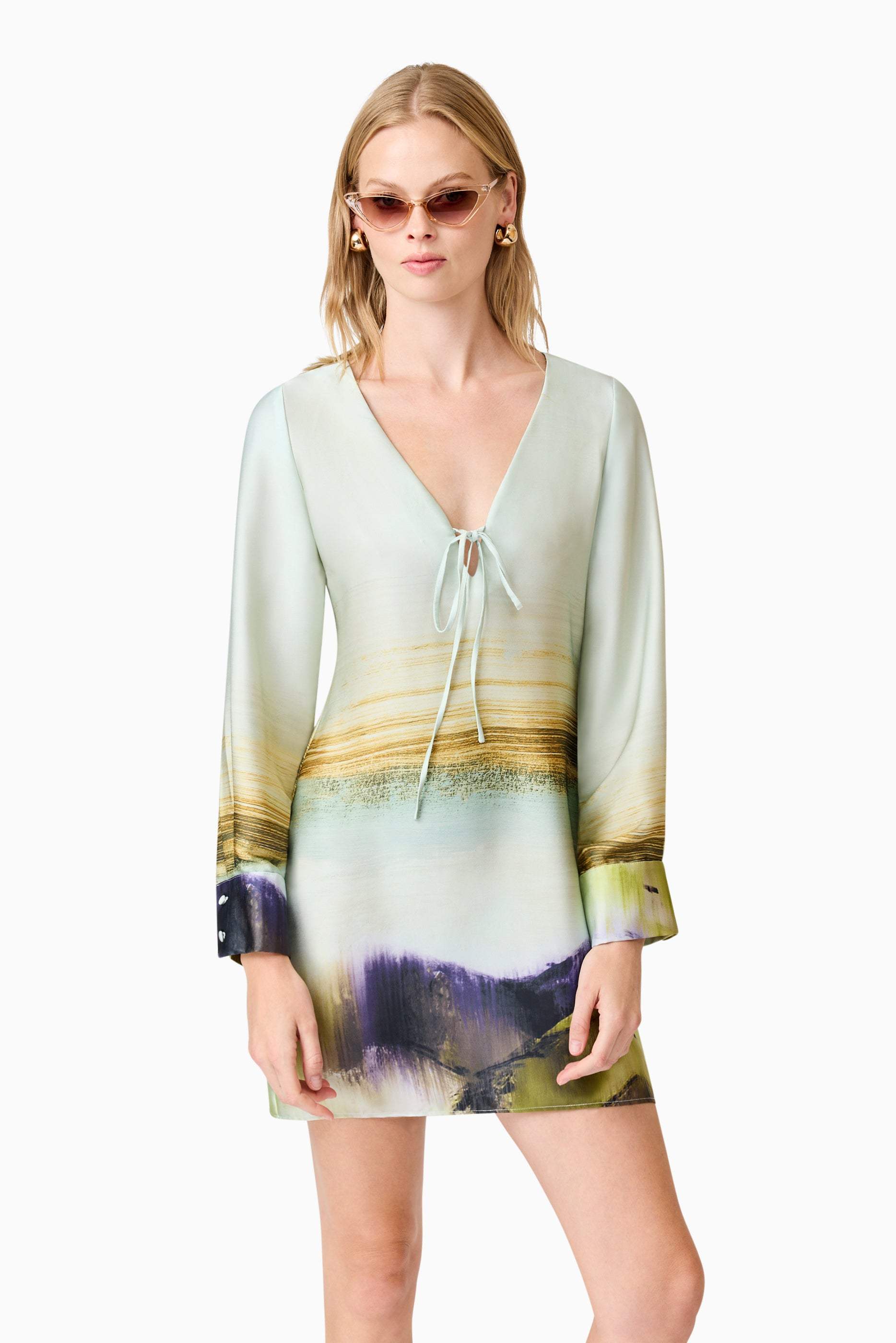 CURAAE Willow Satin Mini Dress In Blue