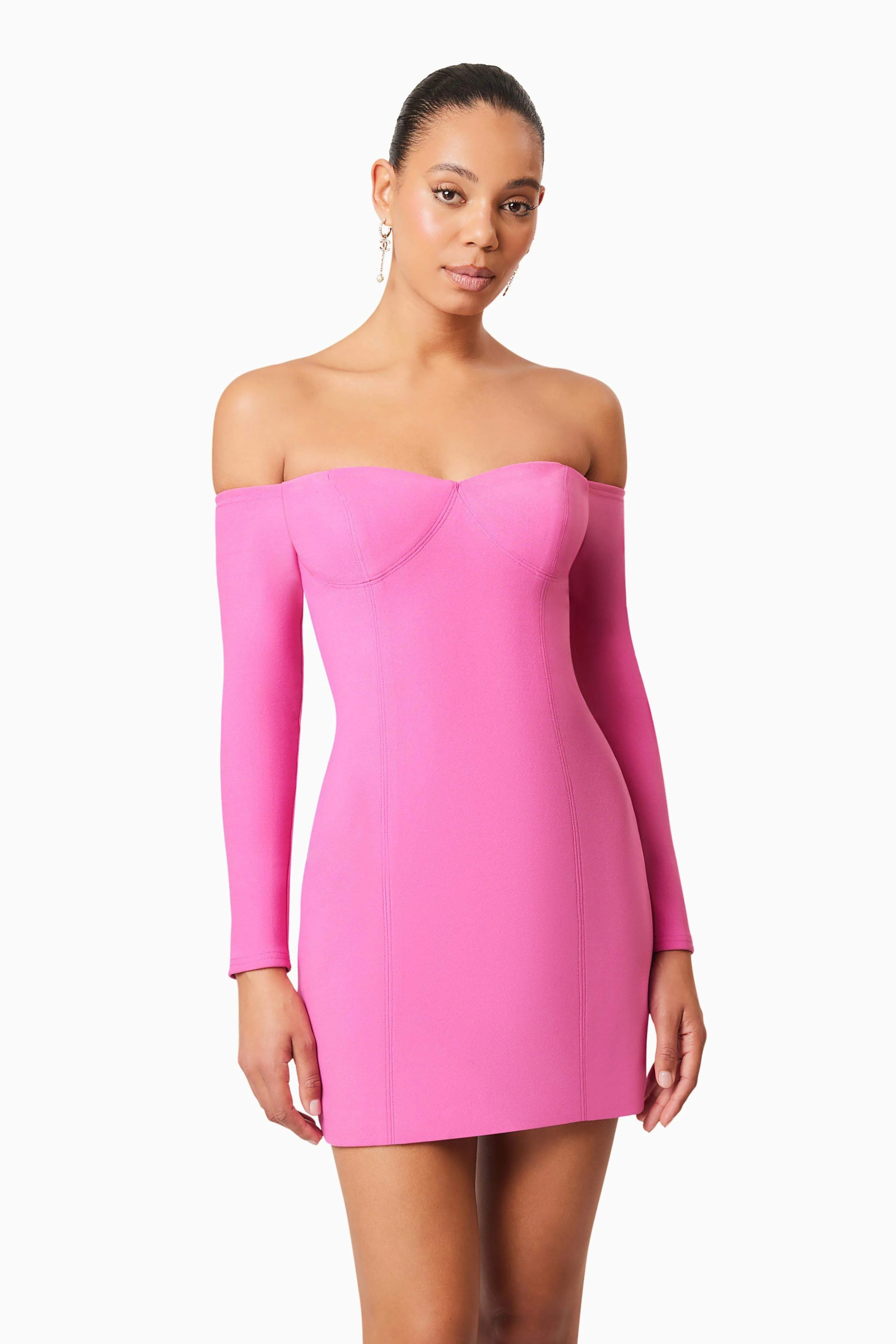 Janelle Long Sleeve Mini Dress In Pink
