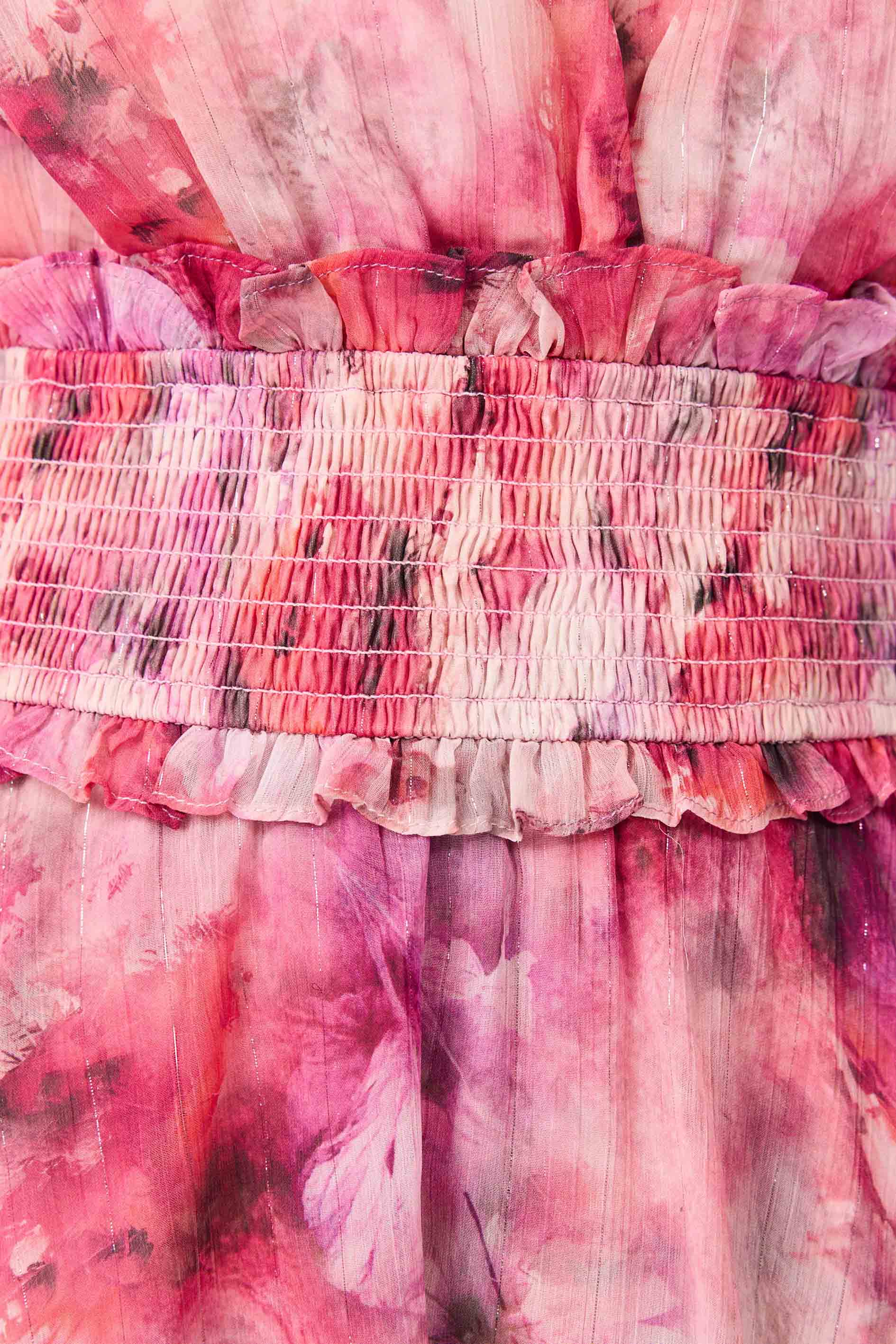 Evalina Tiered Maxi Dress in Pink