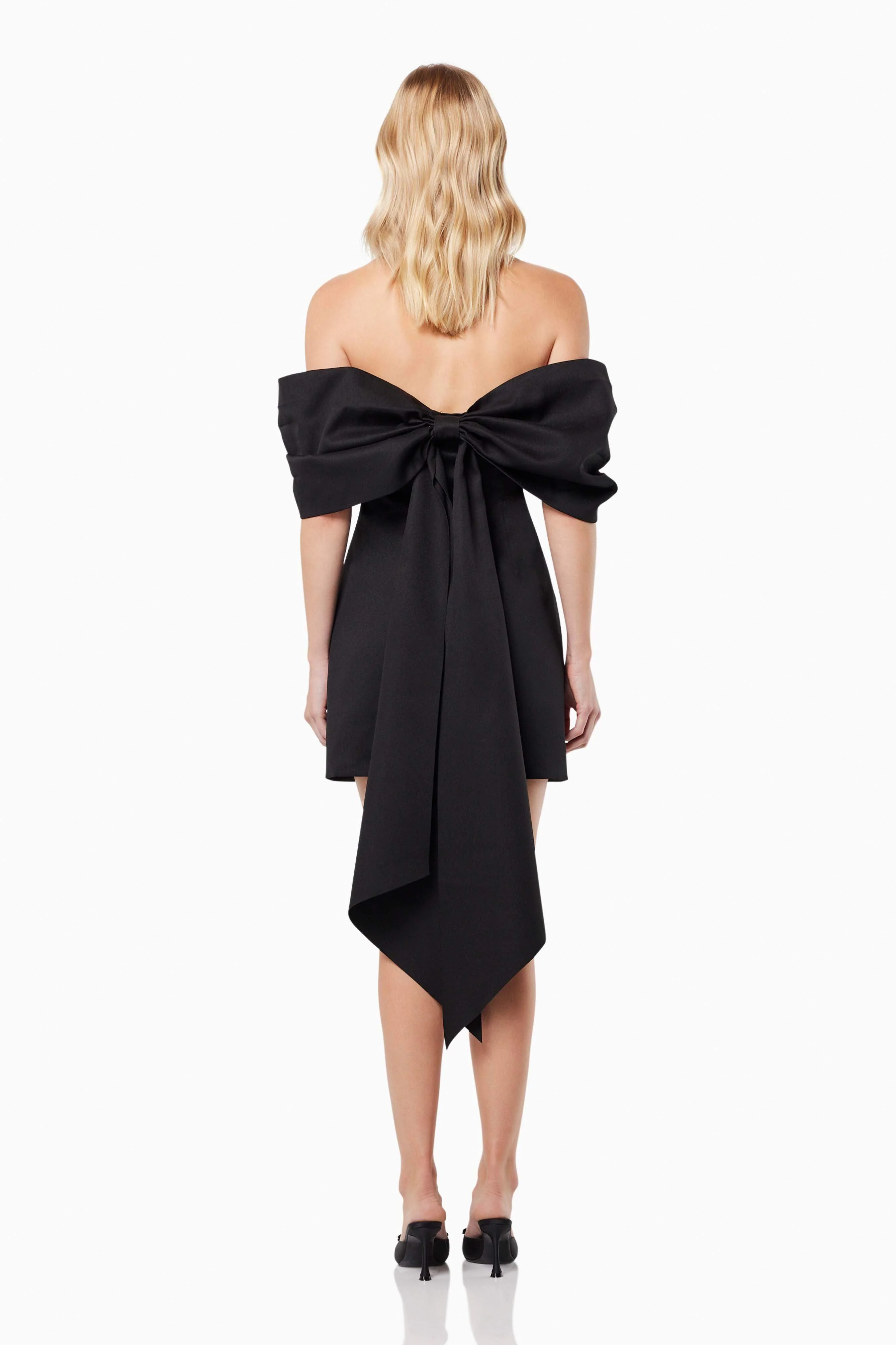 Calypso Bow Detail Mini Dress In Black