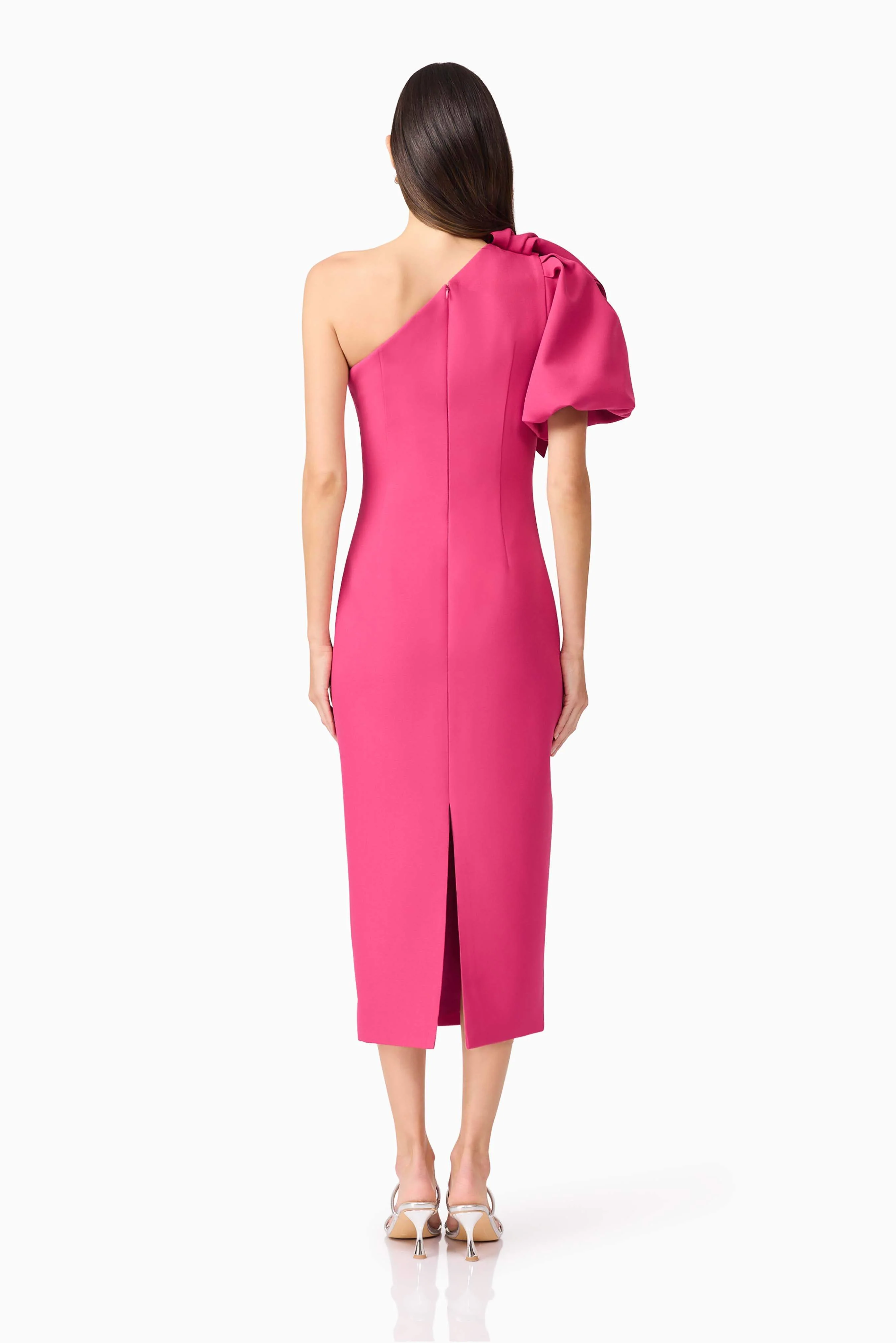 Elysie Asymmetrical Midi Dress in Pink