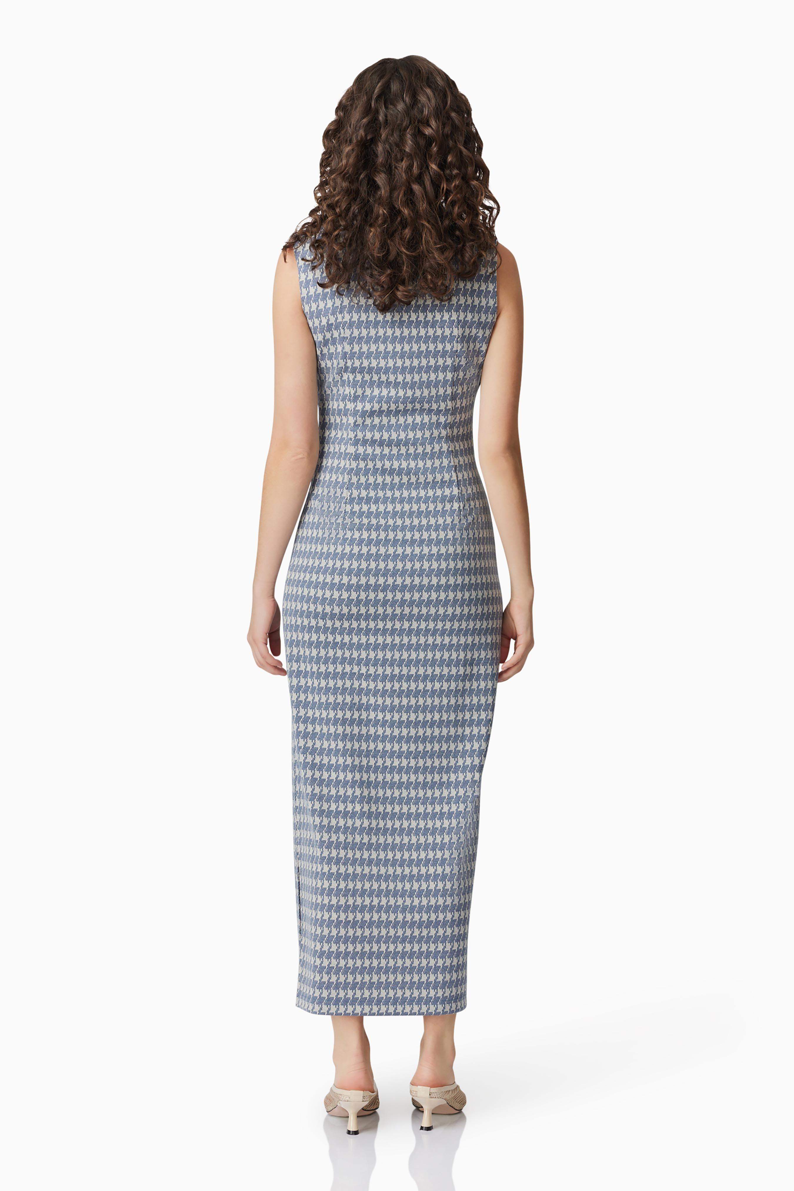 CURAAE Diana Midi Dress In Blue & White