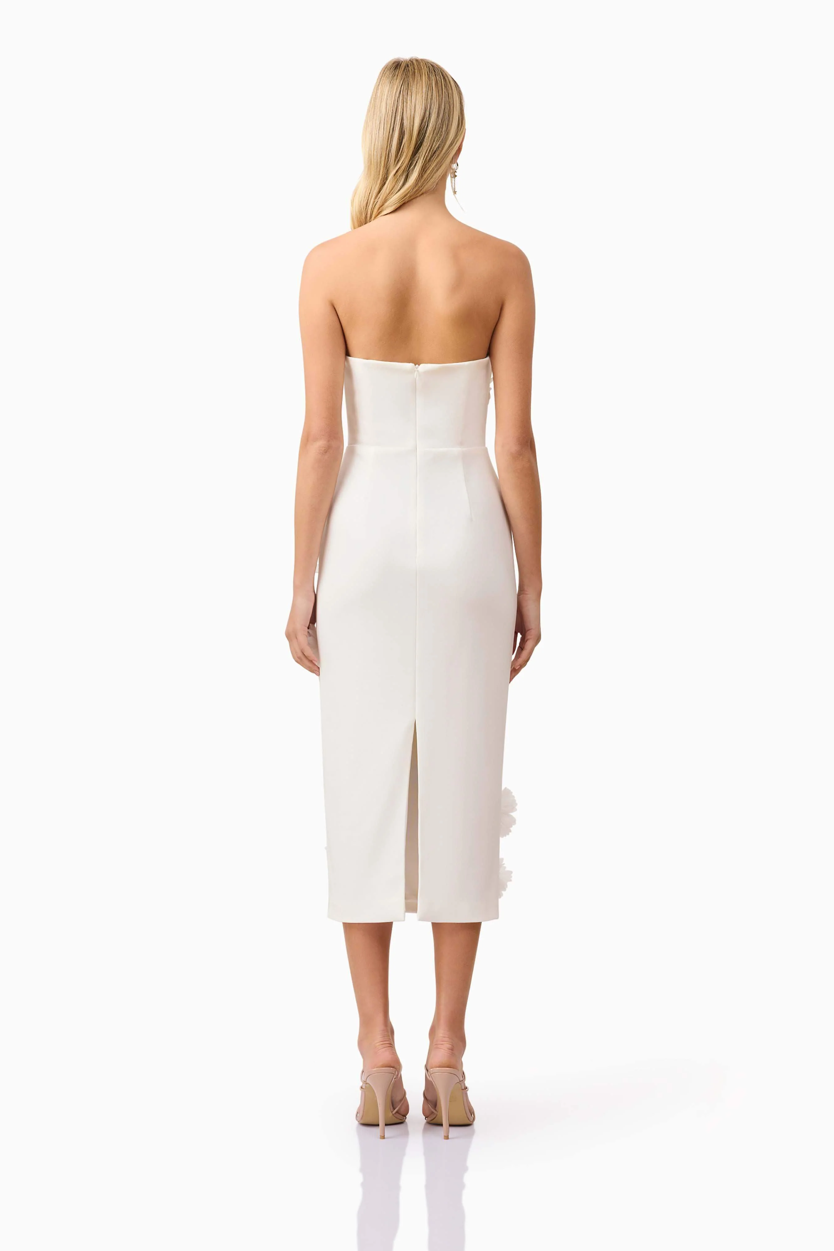 Kiara Strapless Midi Dress in White
