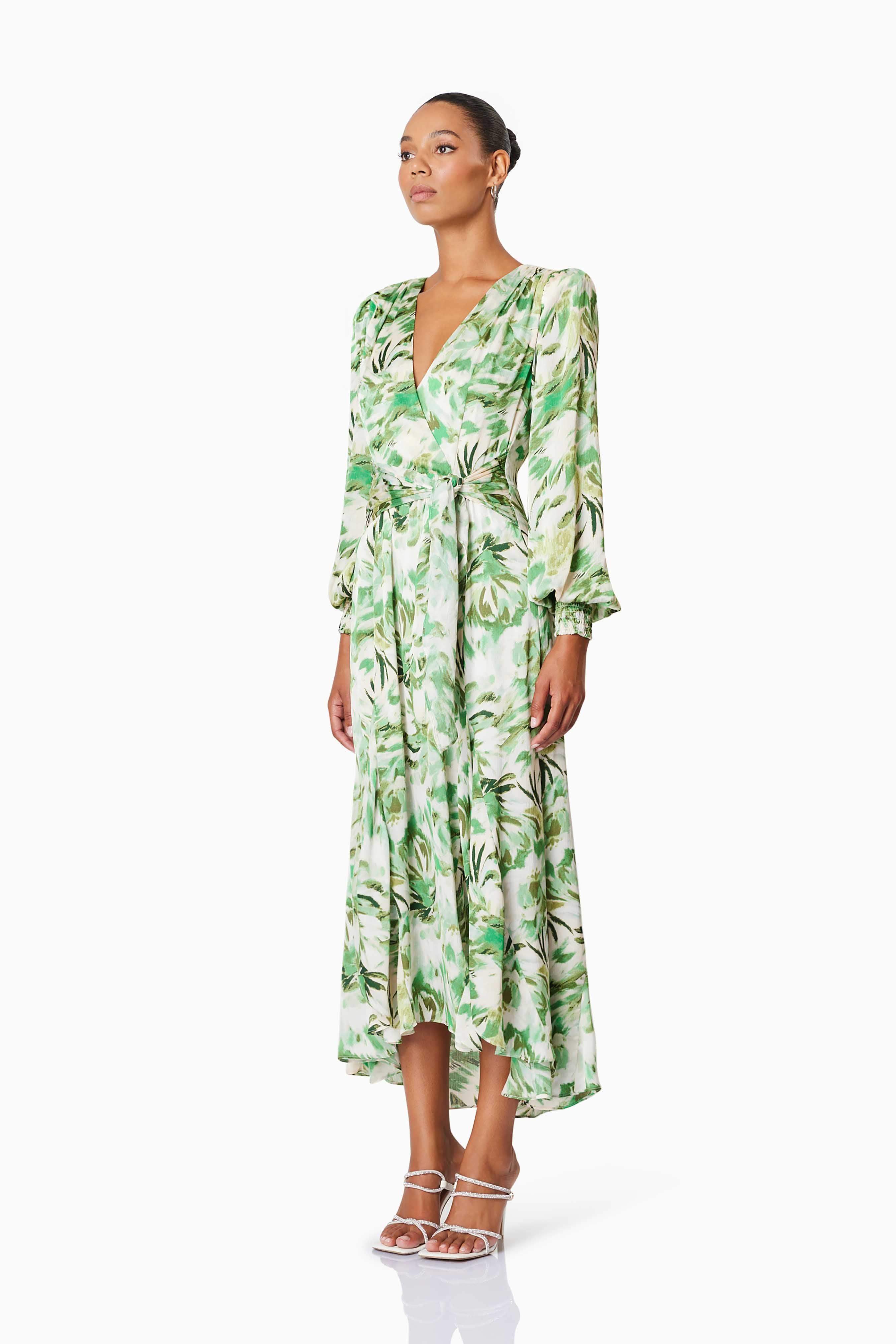 Georgia Long Sleeve Maxi Dress In Green