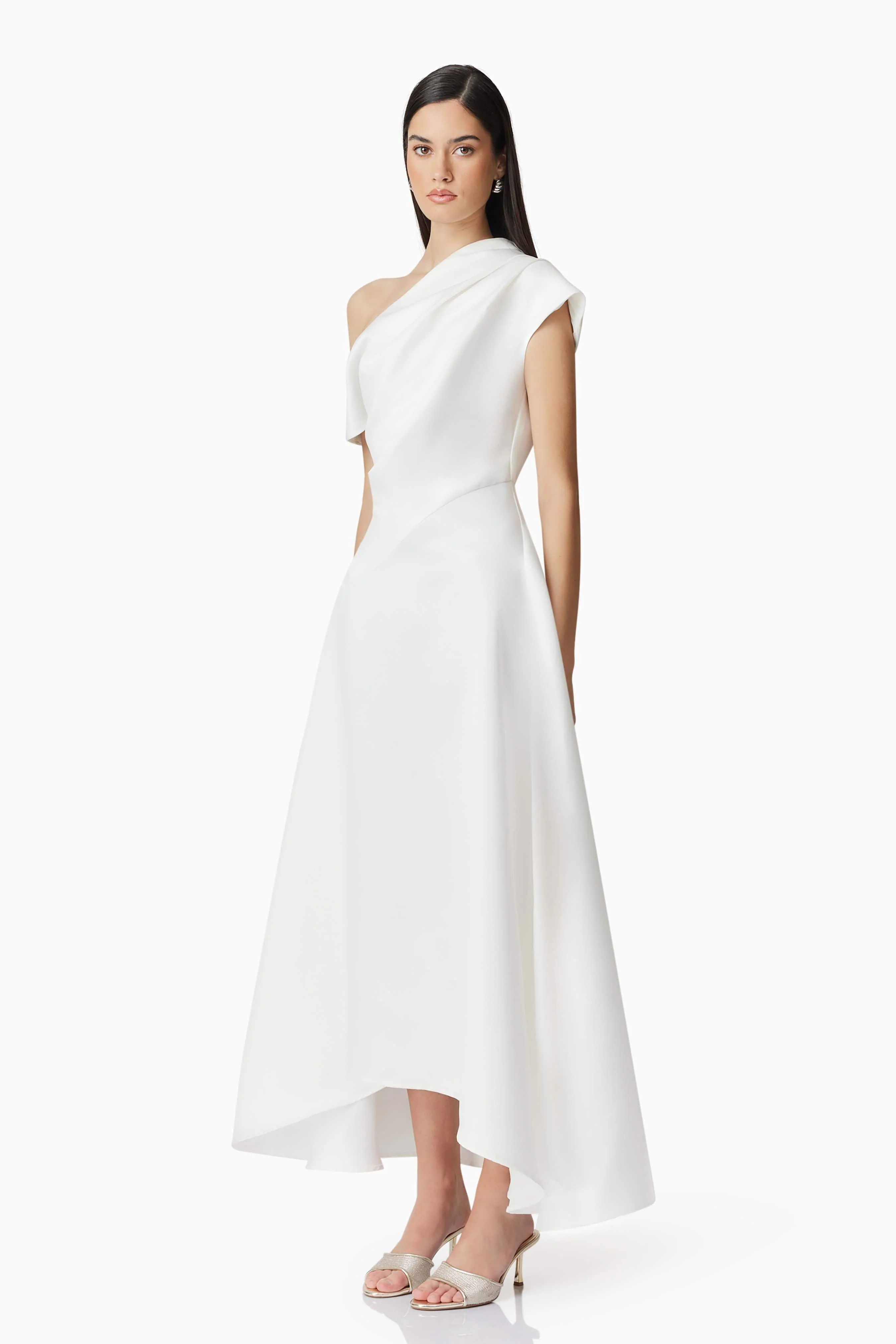 Marissa One Shoulder Gown in White