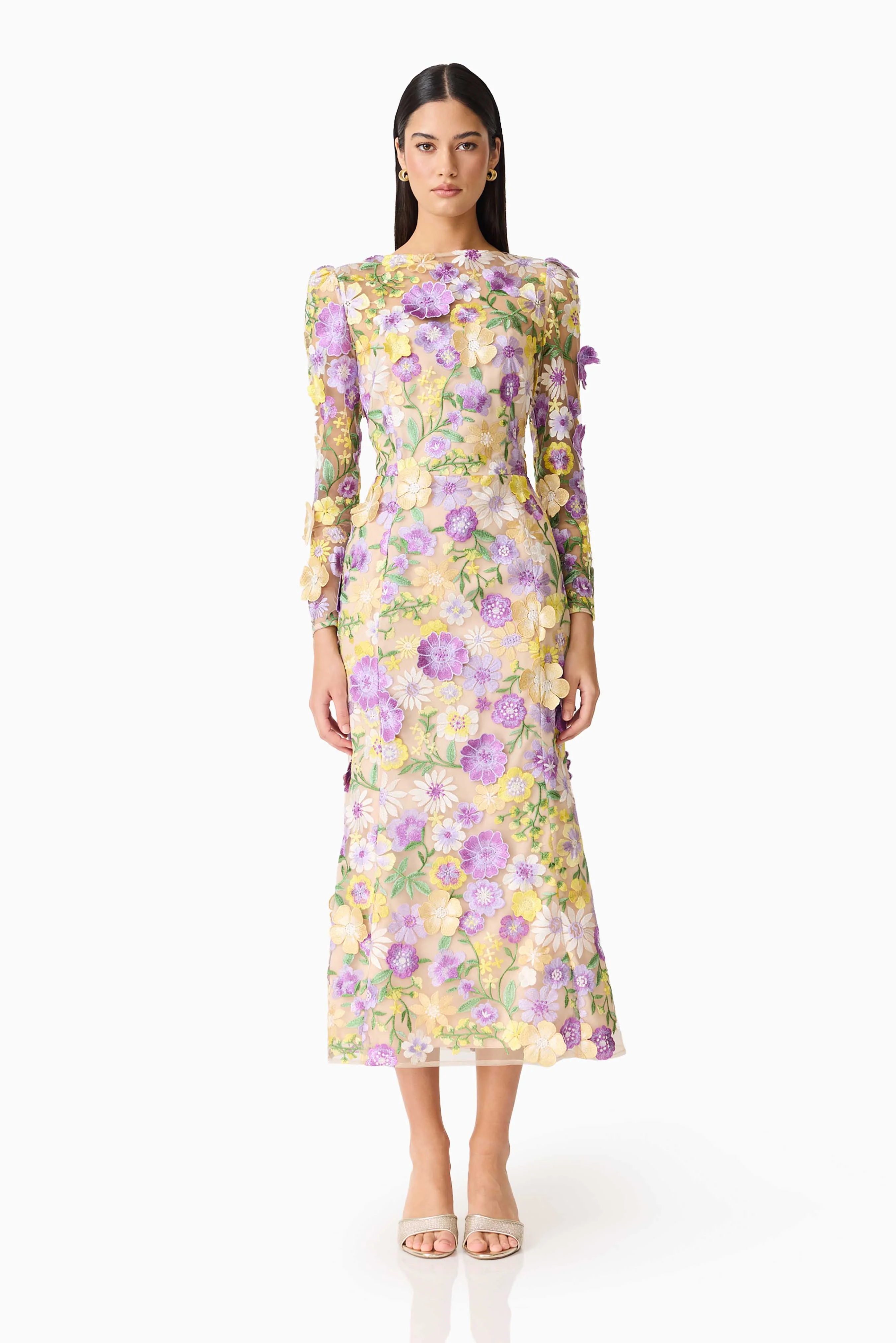 Shannon 3D Floral Midi Dress