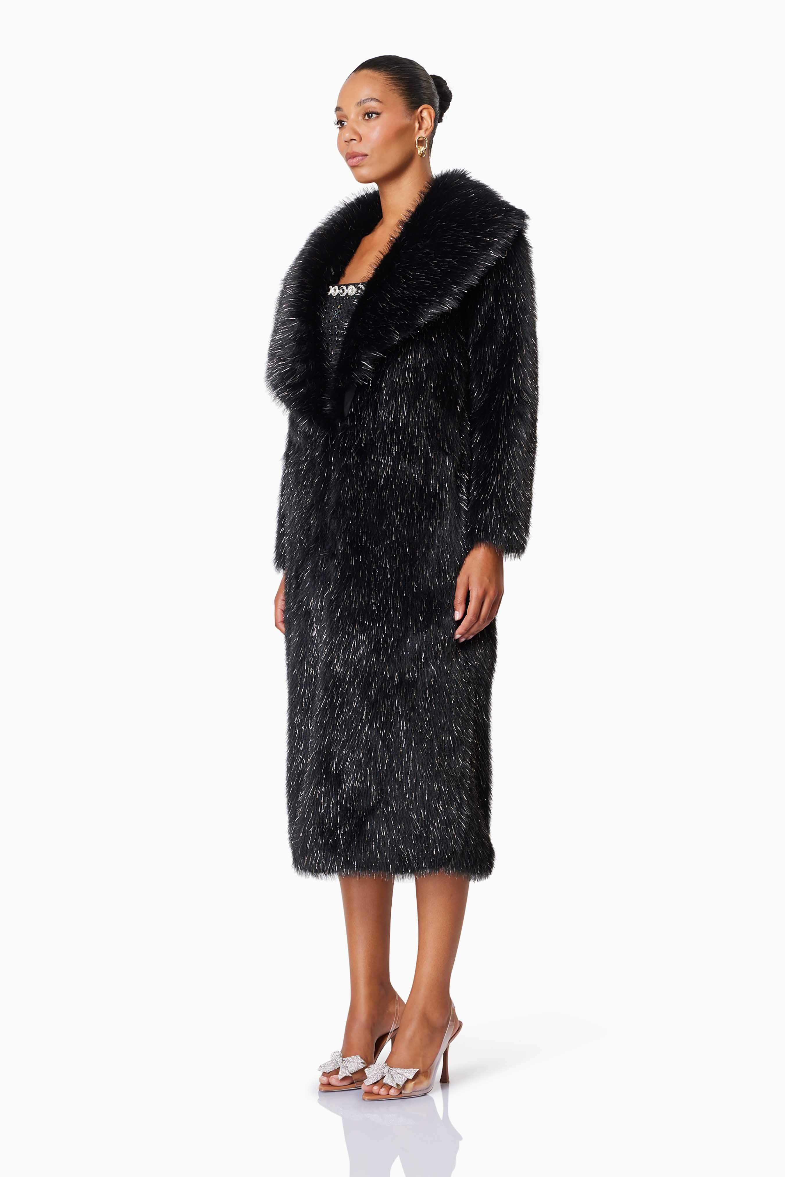 Cosette Faux Fur Coat In Black