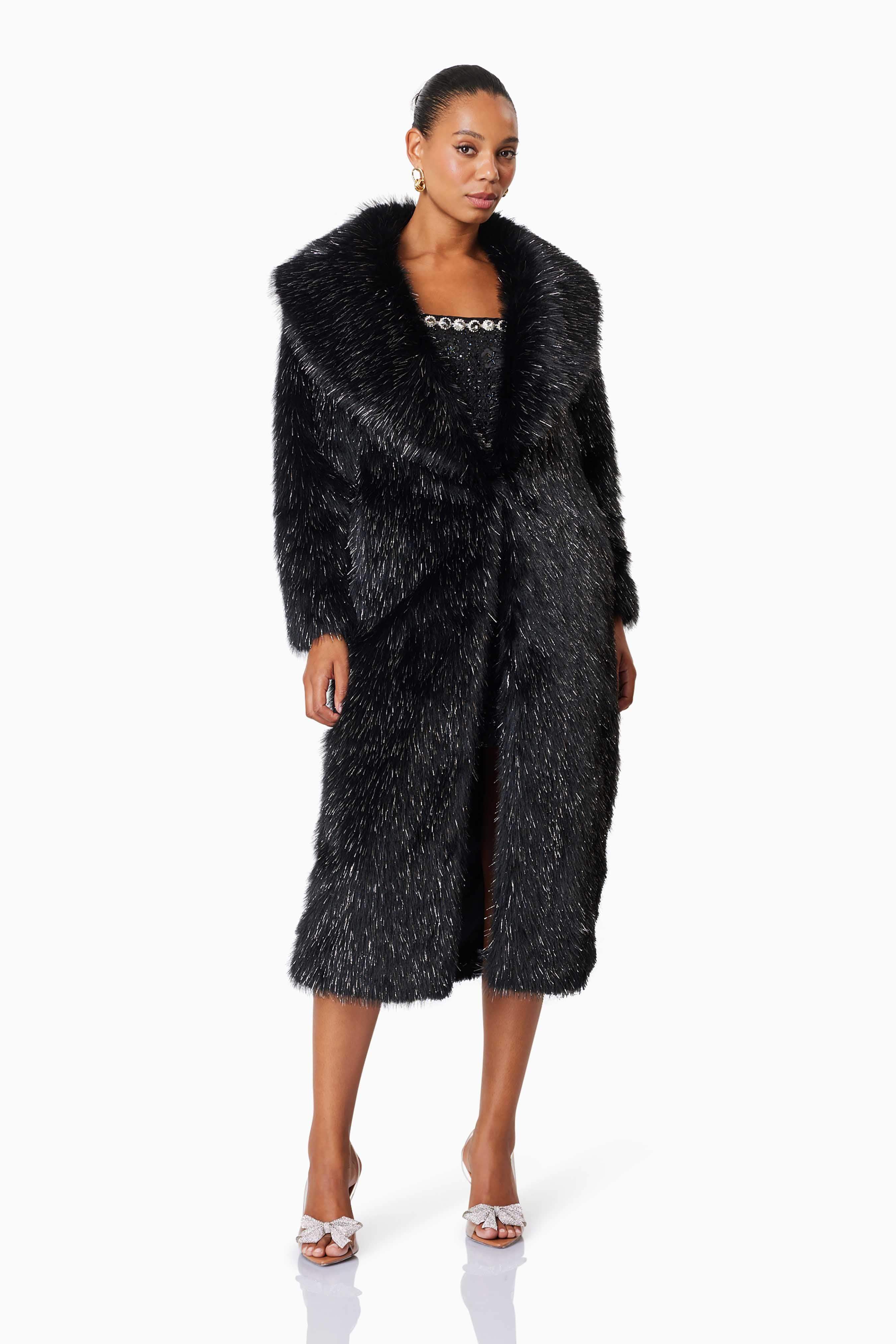 Cosette Faux Fur Coat In Black