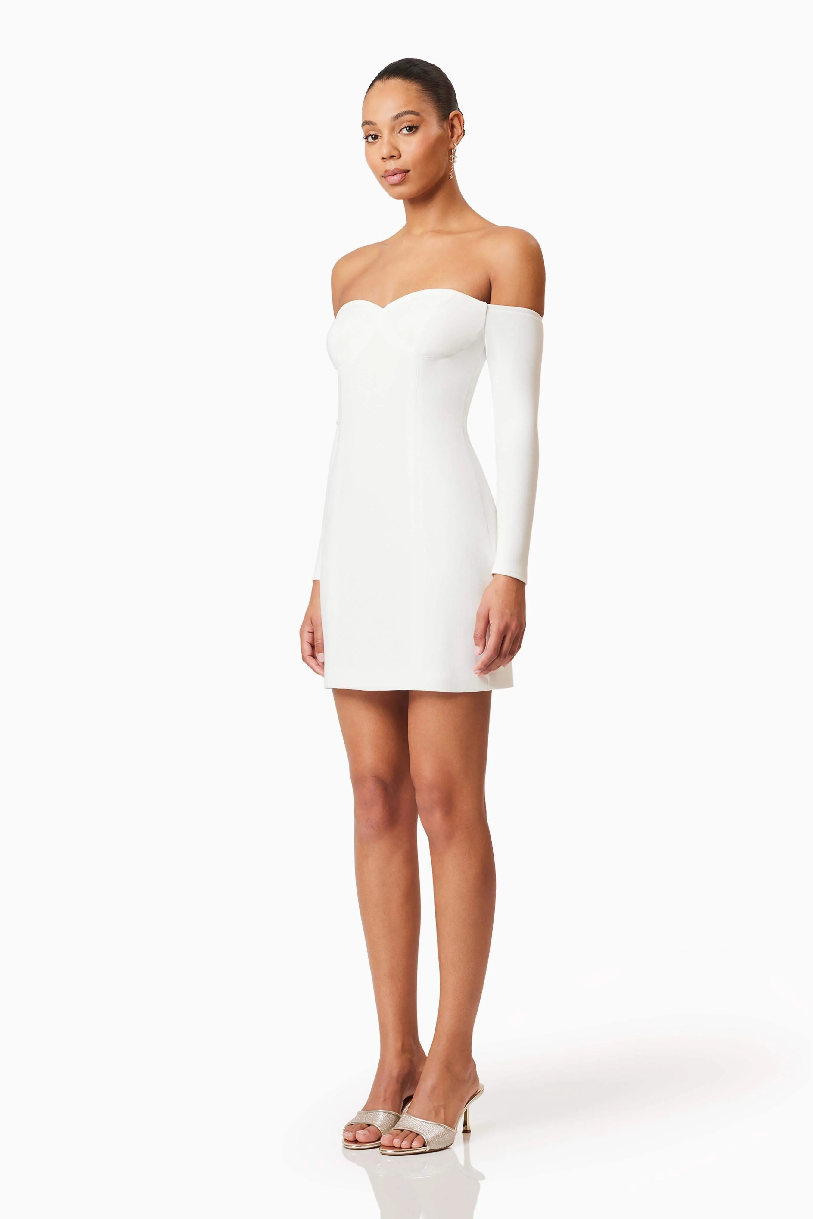 Janelle Long Sleeve Mini Dress In White