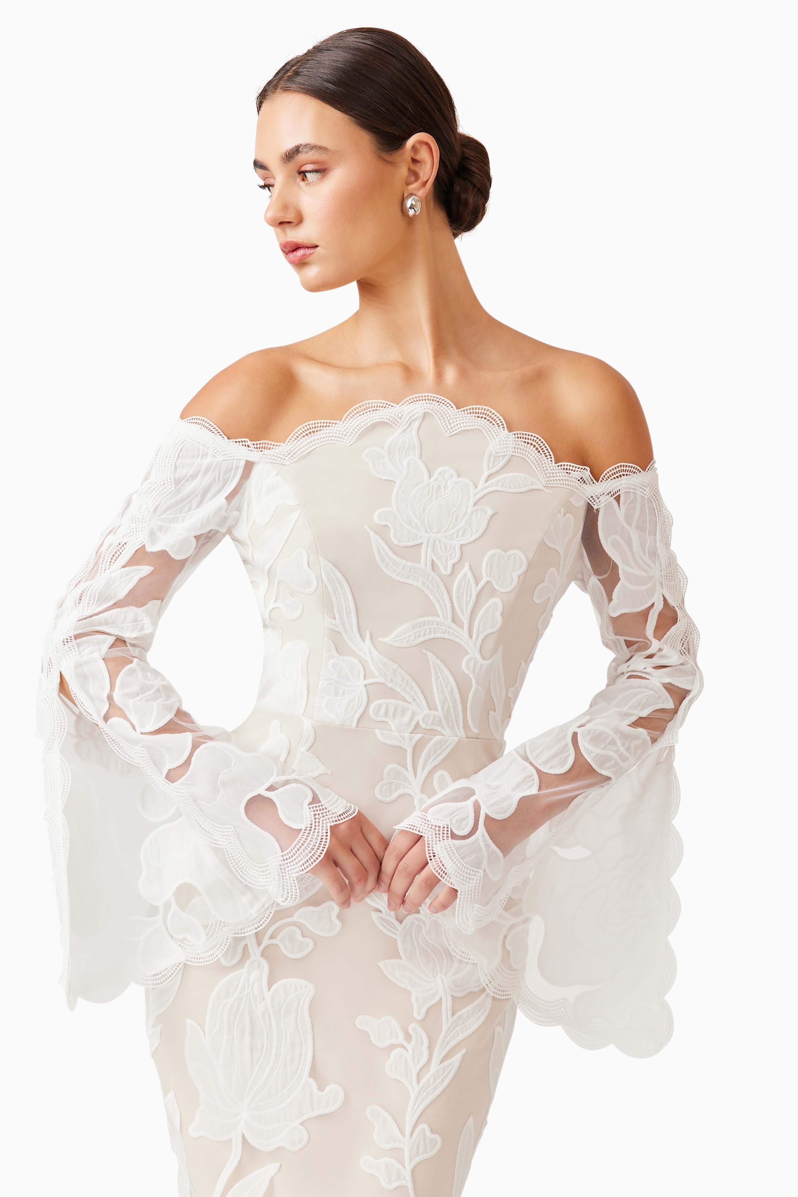 Florian Lace Midi Dress in White