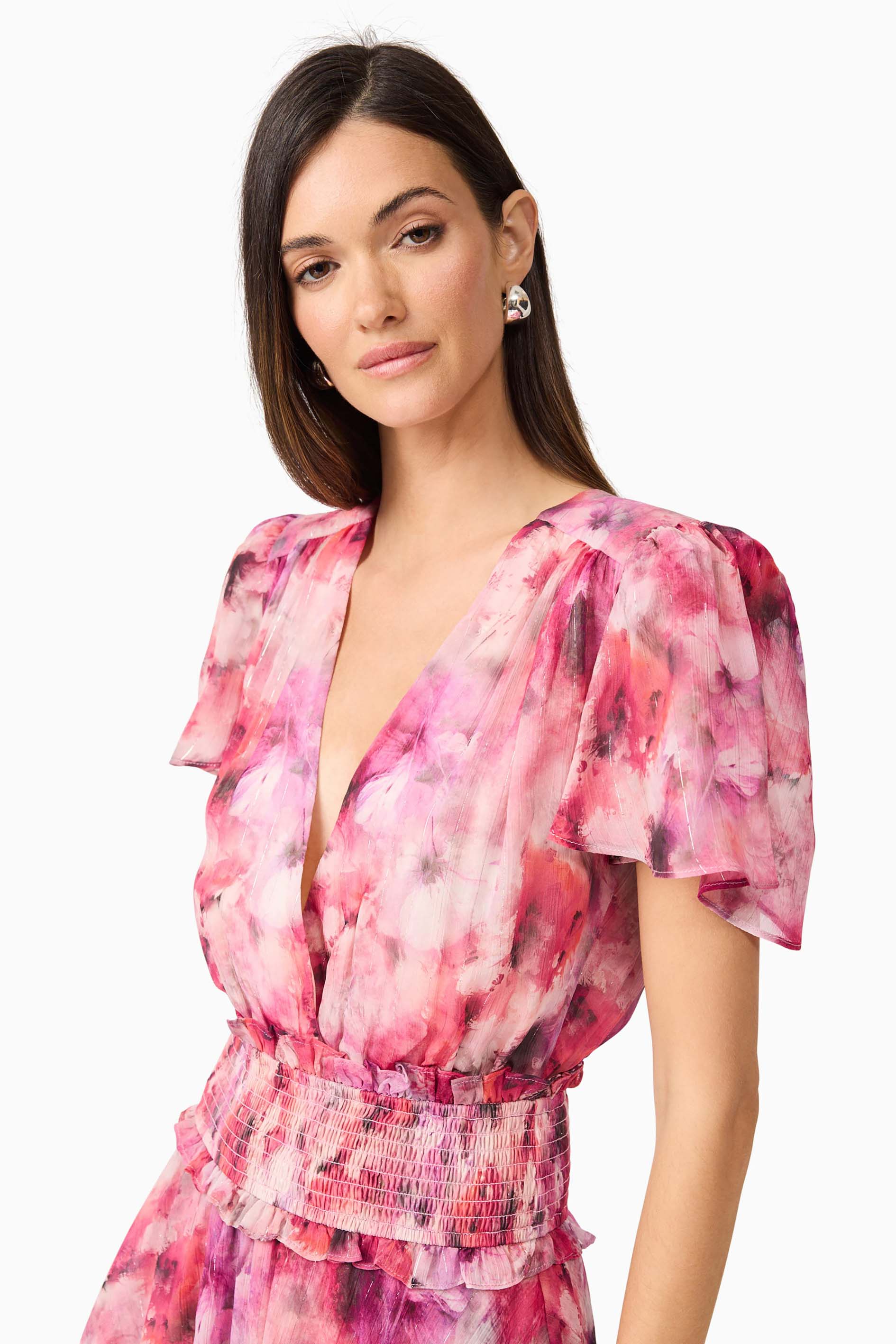 Evalina Tiered Maxi Dress in Pink