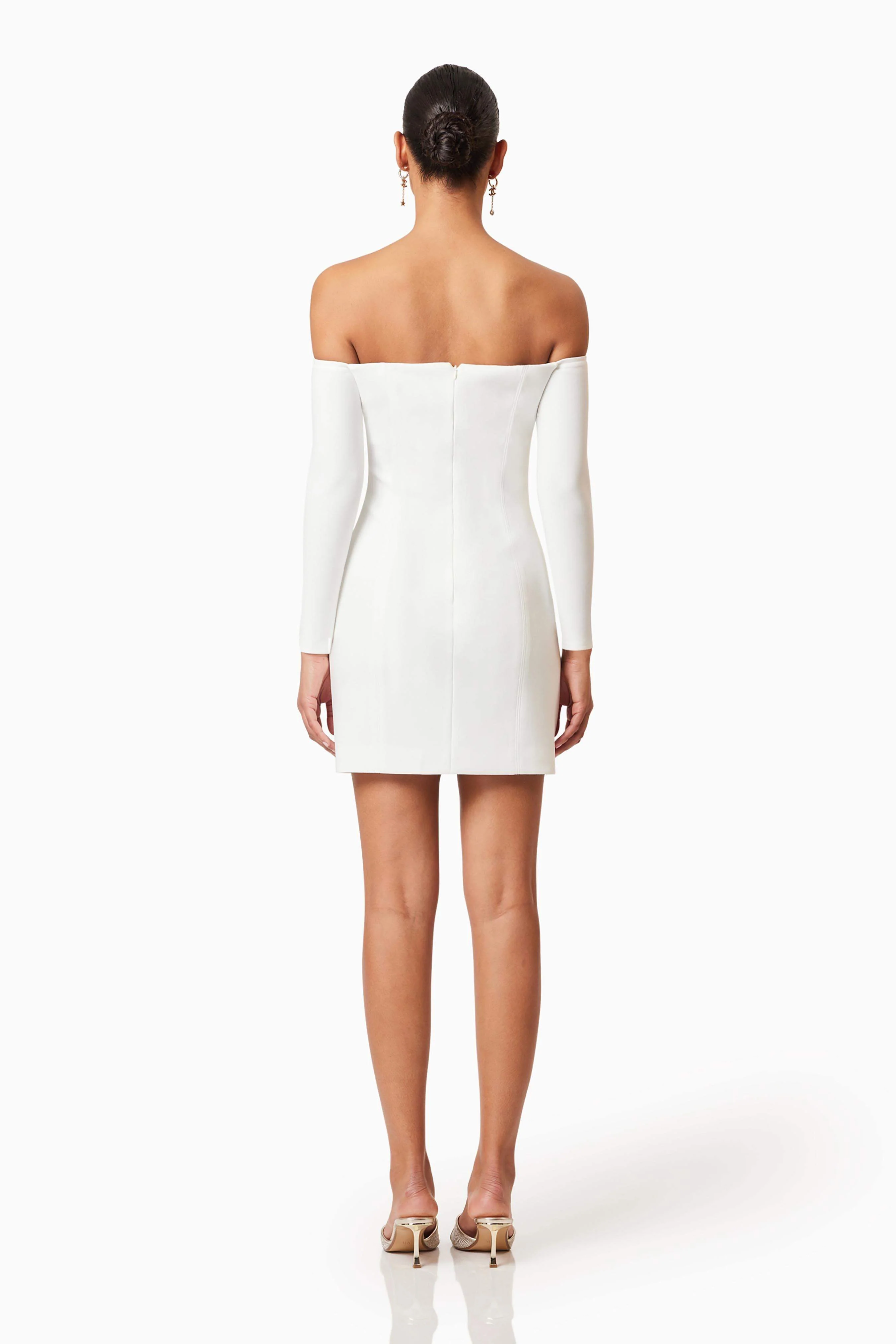 Janelle Long Sleeve Mini Dress In White